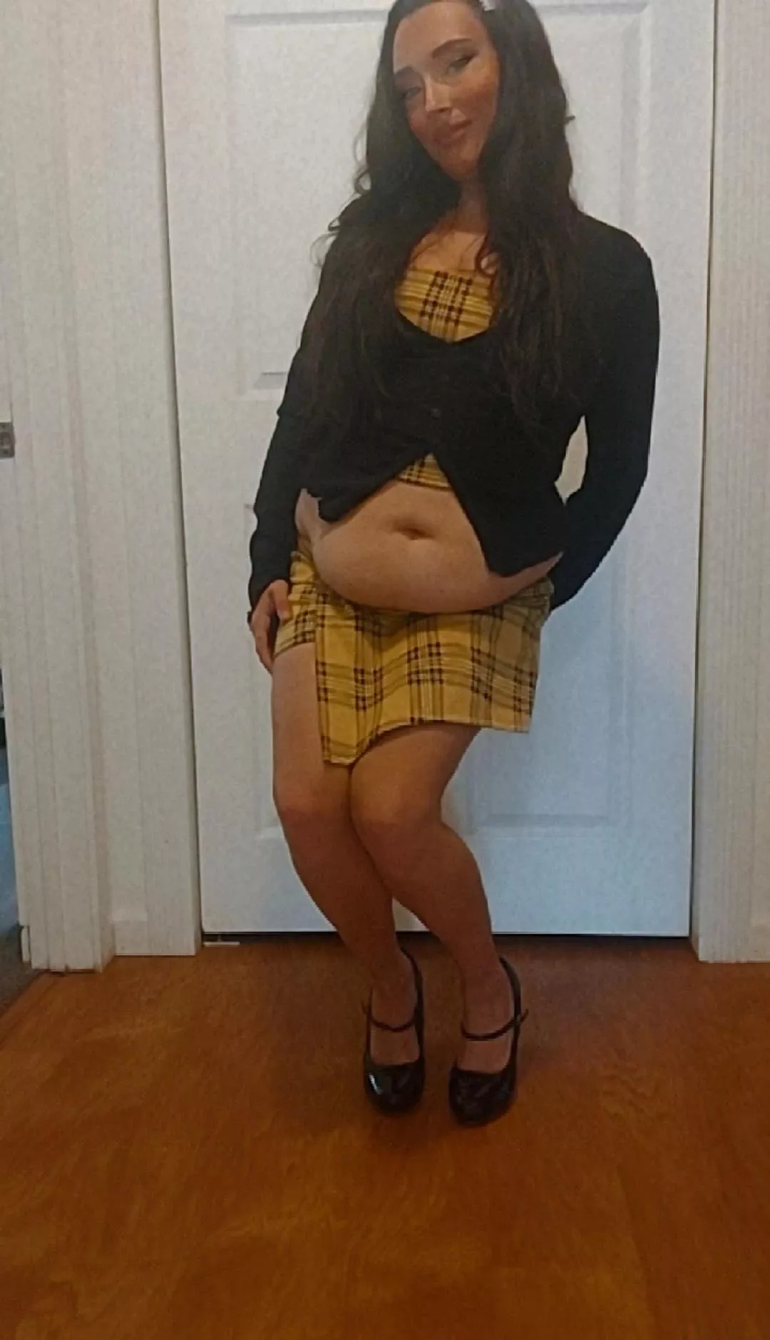 I think I like this school girl look..belly hanging over ðŸ¤© posted by MissBiancaLux