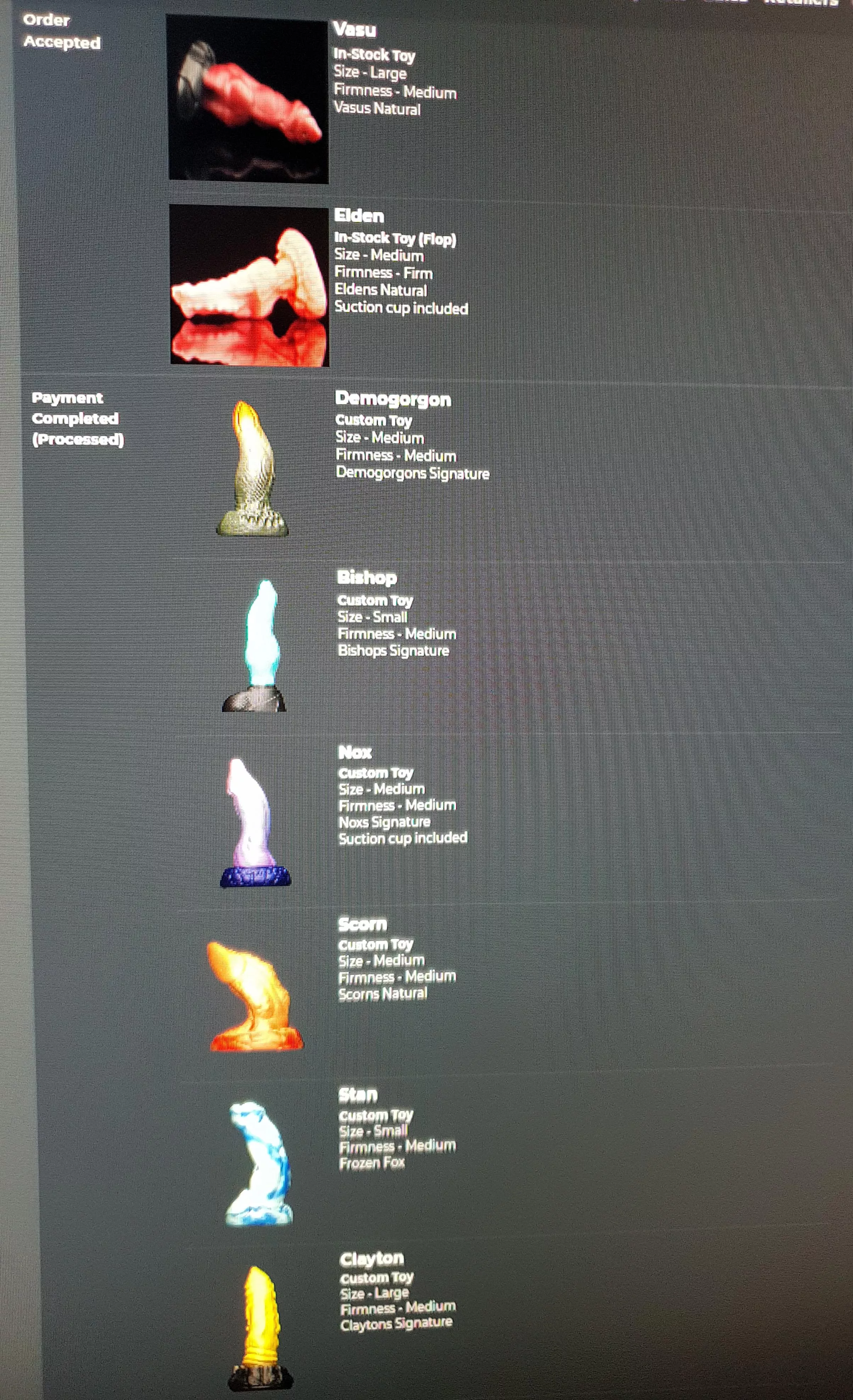 I think that's enough bad dragon for the rest of the year 🤣😅 (managed to snag a Vasu and Elden in the specs I wanted too!) posted by Bubble2112