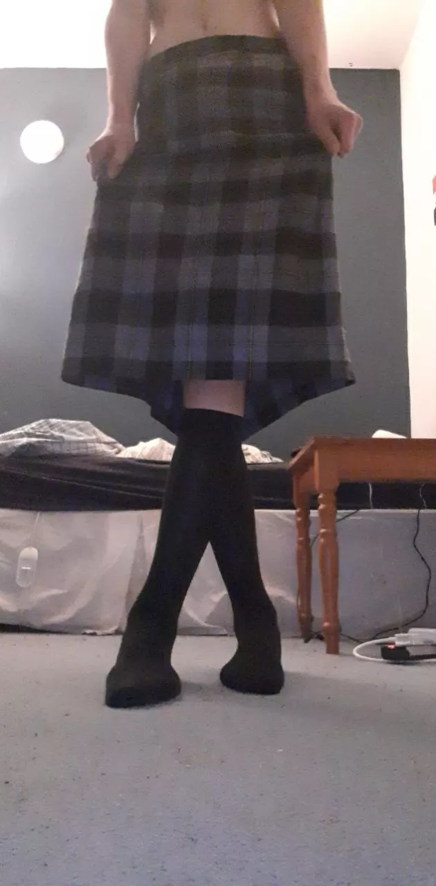 I tried on my sister's school skirt when I was home alone, and I loved it! posted by ChristopherMyles_