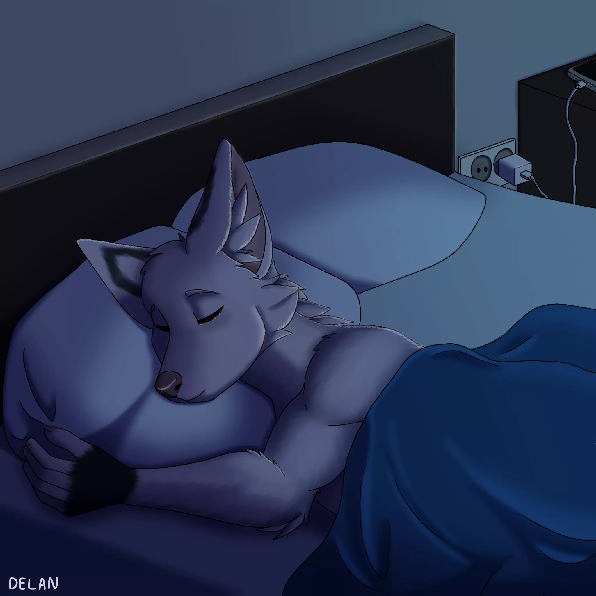 I tried to draw a cute sleeping wolf uwu posted by delanfoxe