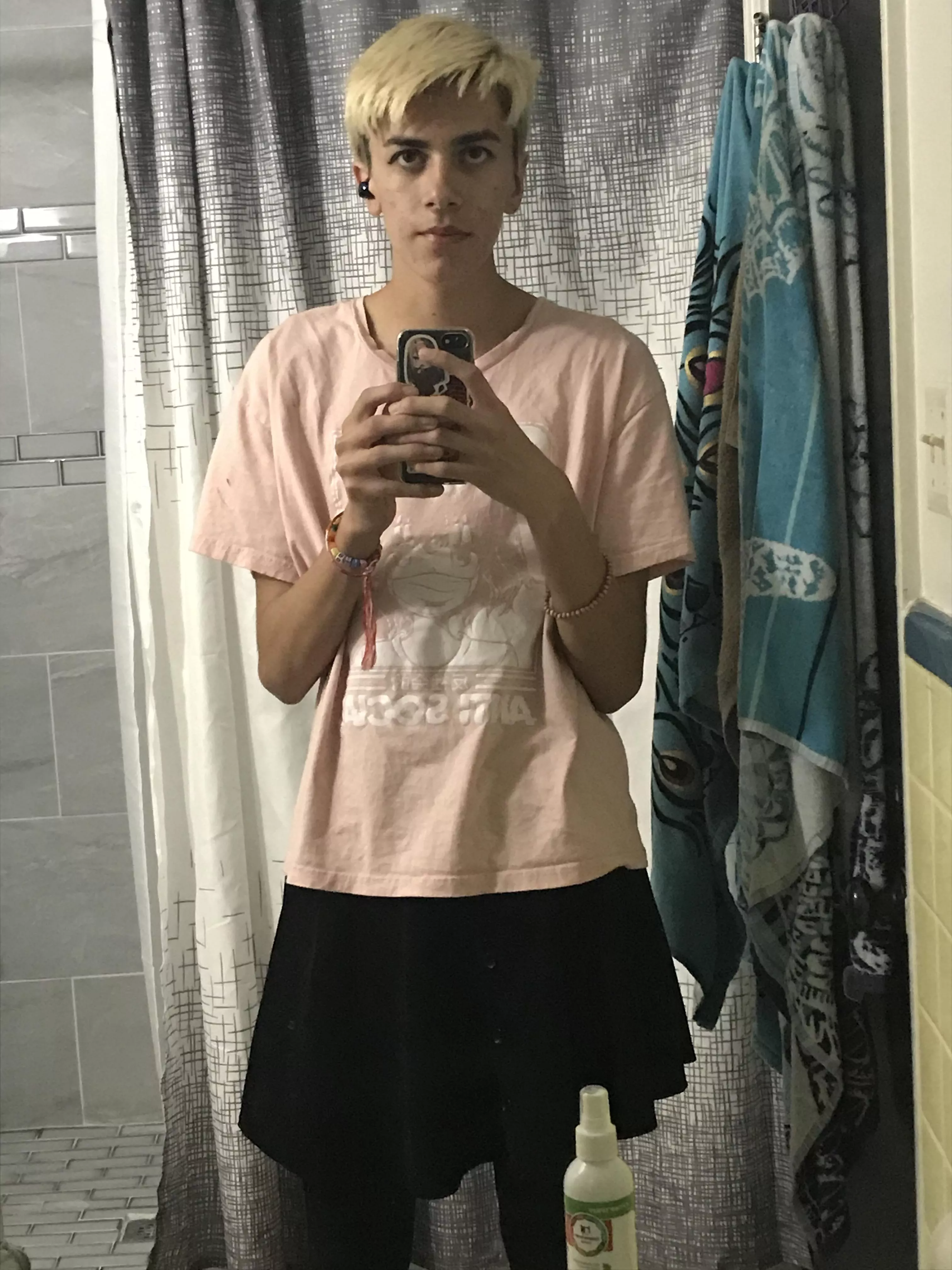 I uhh didn’t expect skirts to be so comfortable I just traded clothes with a friend and got dress coded but was worth it only wore it for 1 period then wore it after school posted by gehy_bot2000