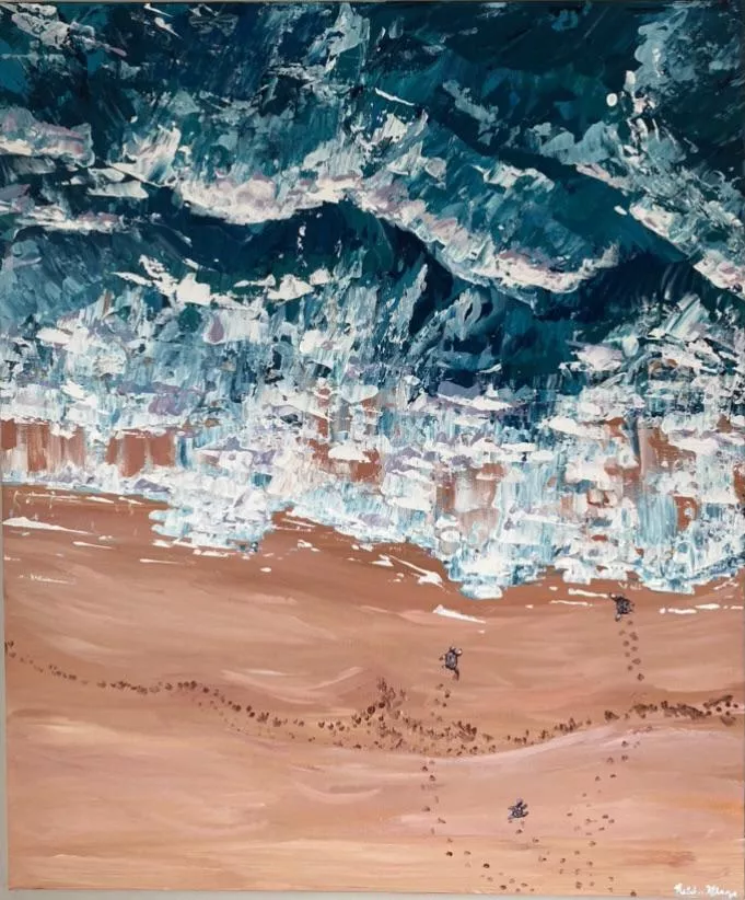 I used to volunteer for the Myrtle Beach State Park to help them find and save sea turtle nests. I hope you enjoy my painting that is reminiscent of that experience! 🌊🐢 posted by nglaze