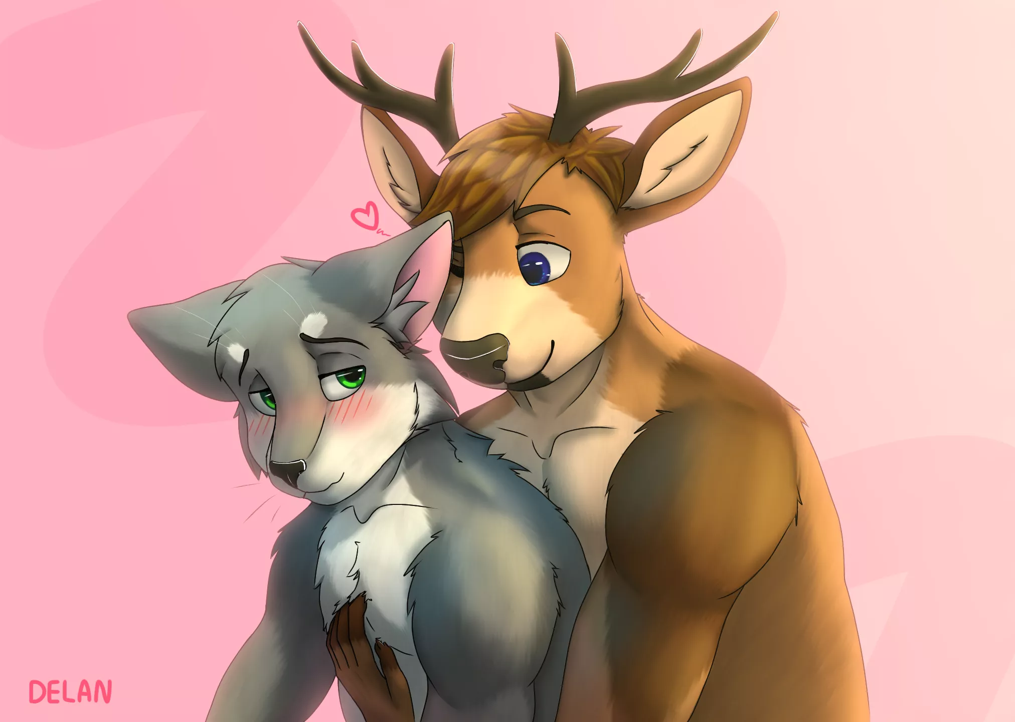 I want to share my art with you ^^ I think the cuddling cat and deer are very cute uwu posted by delanfoxe