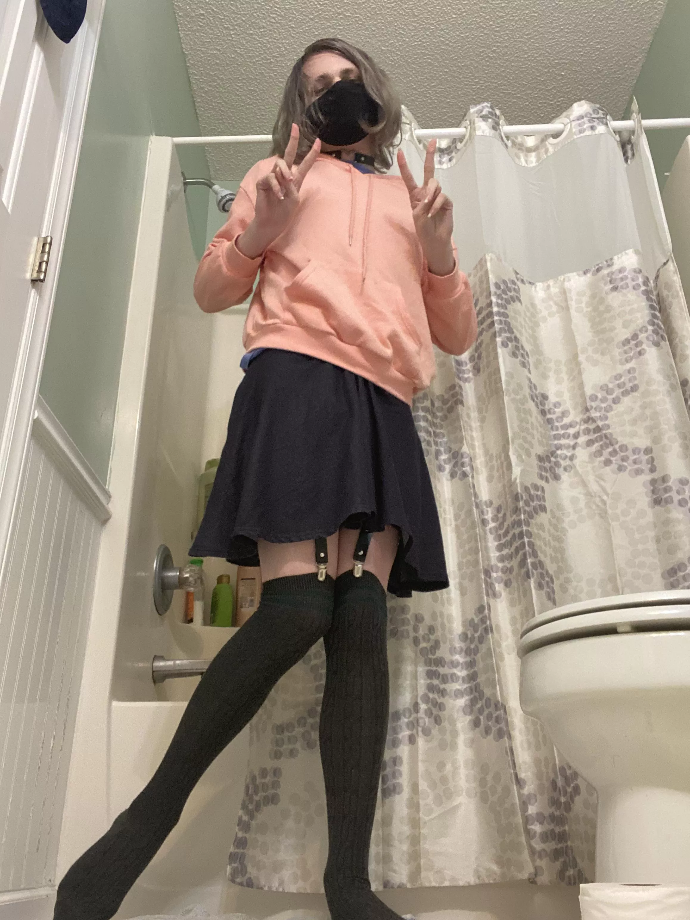 I wore this outfit to school. It was the first time I’ve ever worn a skirt to class and I was both anxious and giddy💜 posted by Femboylover25