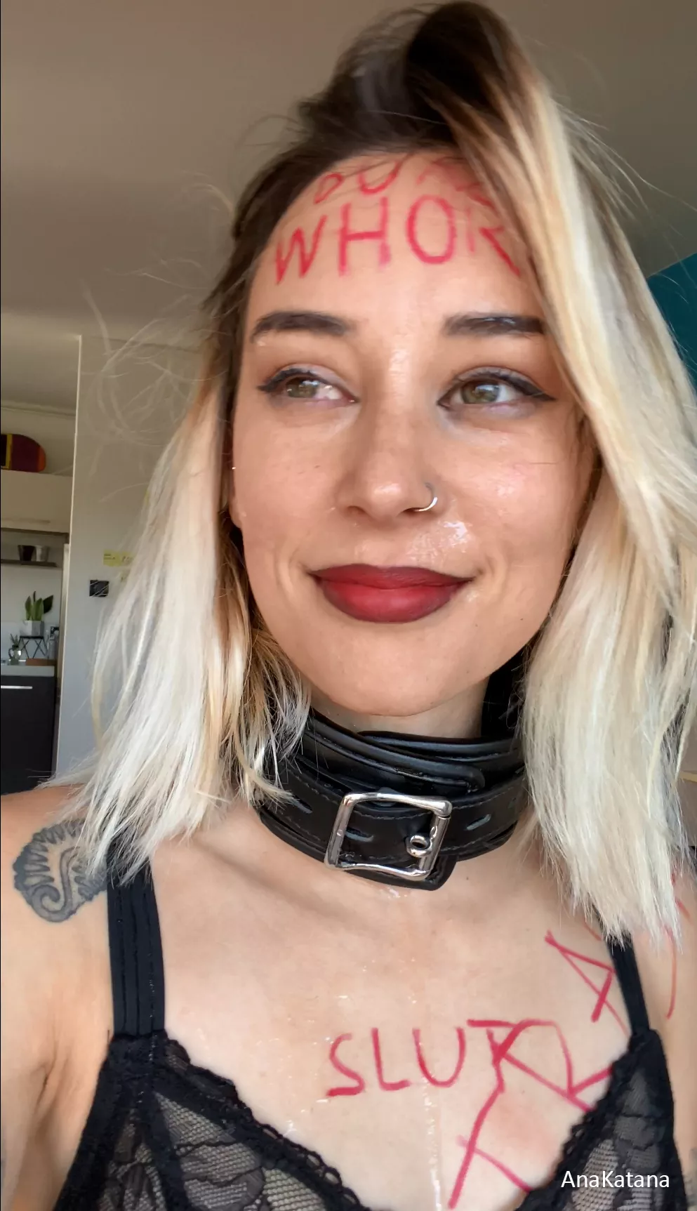 If you train your slave properly, you can expect to see this kind of pride on it's face after an intense session of abuse because it's position in life is so thoroughly reinforced that it finds it's purpose in serving and accepting daily punishment. posted by anndroid17