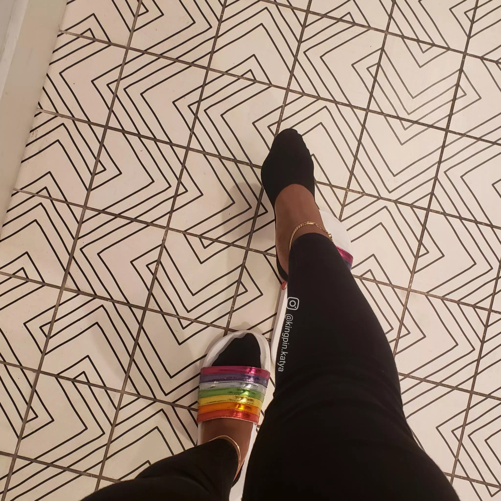 I'm in love with these tiles against my black ankle socks posted by kingpinkatya