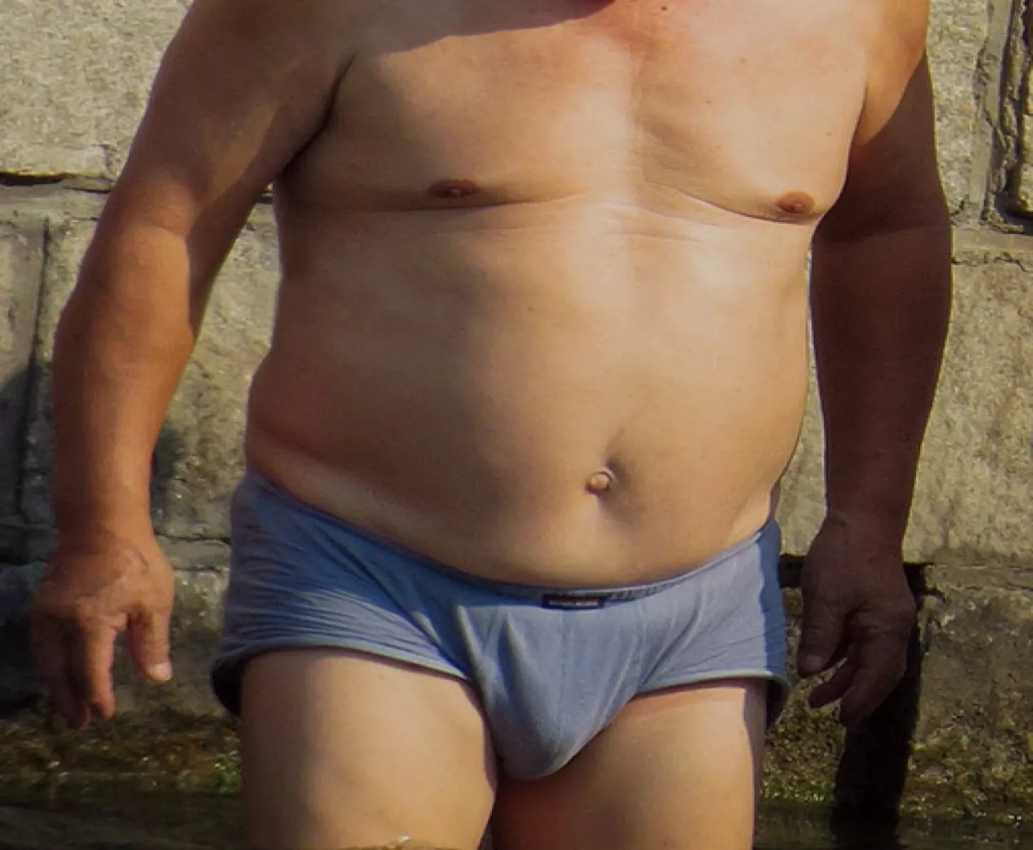 I'm just a Big-Bellied man. I took this photo of me last summer in my town of Oakhurst California. What do you think of my blue trunks? I hope some chaser men in Fresno are seeing this. posted by OakhurstCaSexyMan65