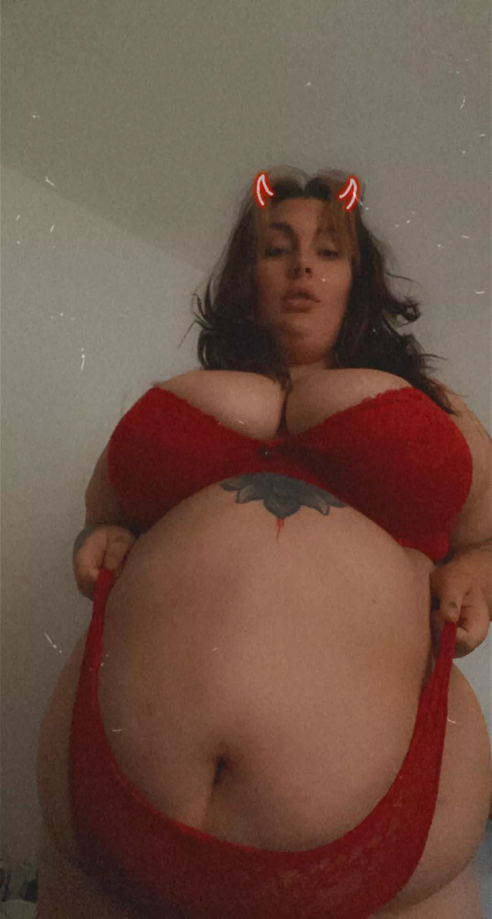 Imagine me stood at the end of your bed ….? 😈 posted by bbw-diablo