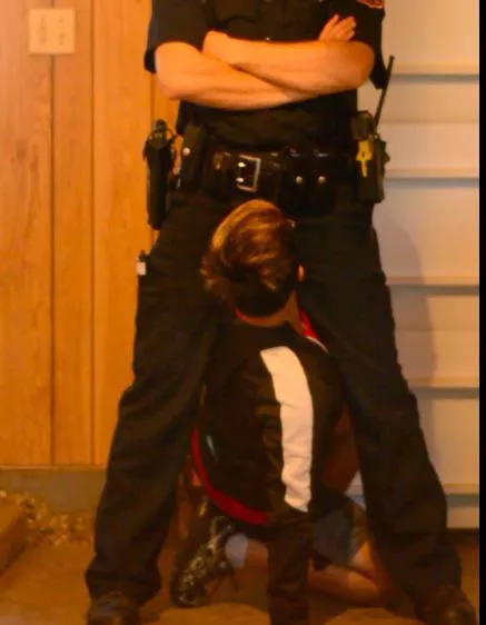 In between his legs is my favorite position. Servicing my cop posted by trans3ferris