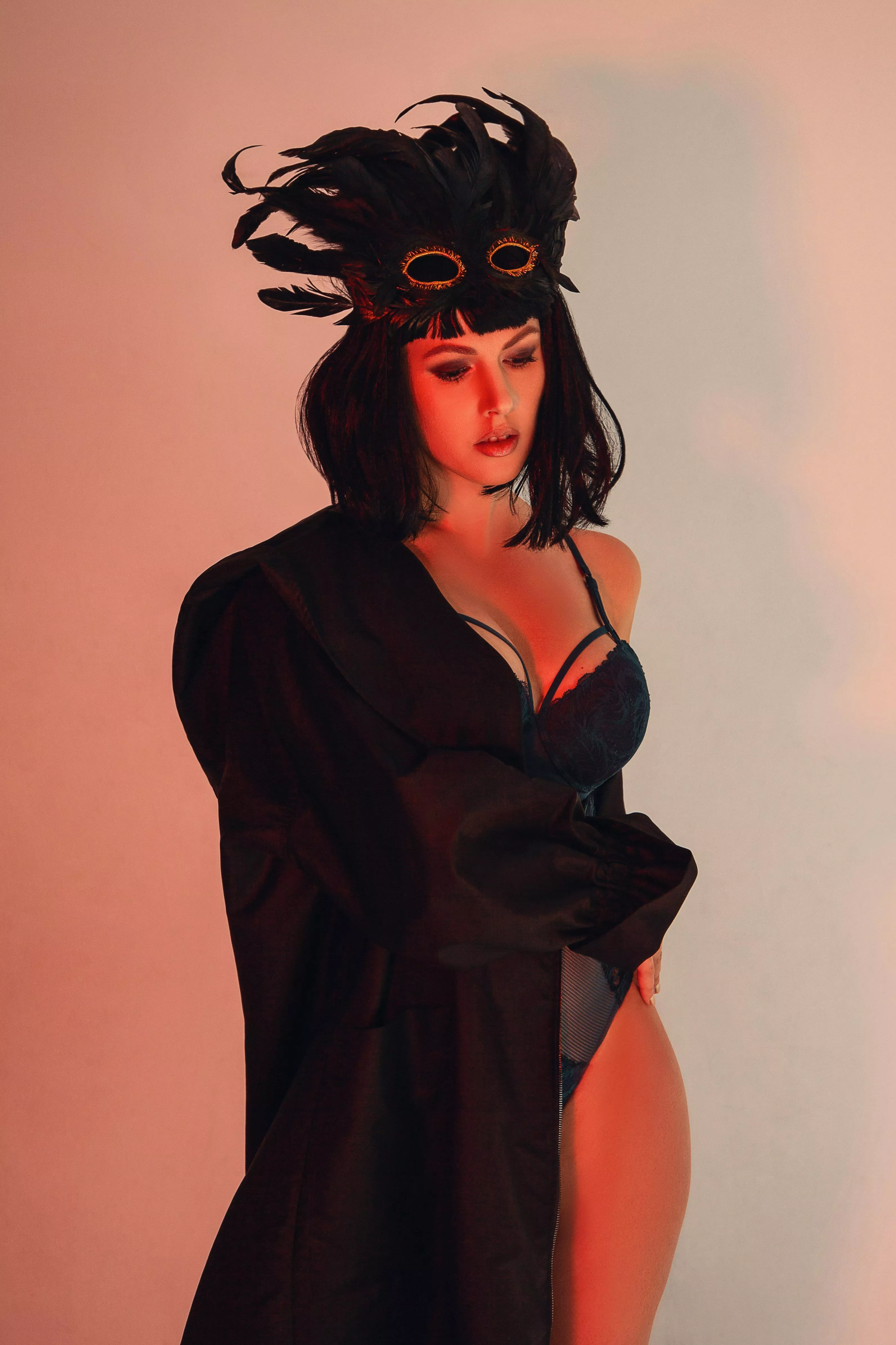 In bodysuit and feather mask ❤ [OC] posted by Niamh_Satie