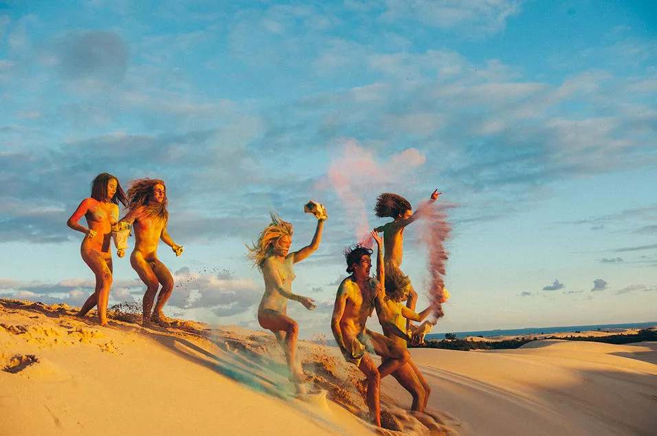 In the dunes, dirty with colored dyes (Tim Swallow “Lucid Dream” – If We Die Tomorrow) posted by NaturistPictures