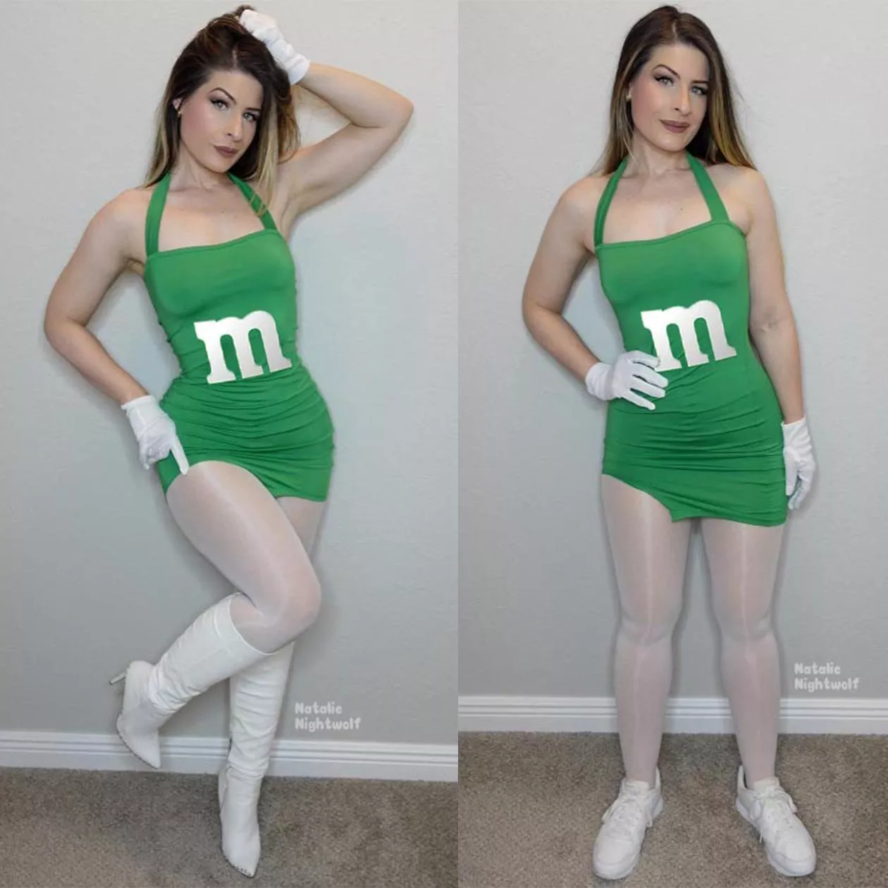 It's me, the green m&m. They changed me. 🥺 Do you like me better before or after? 💚 posted by natalienightwolf