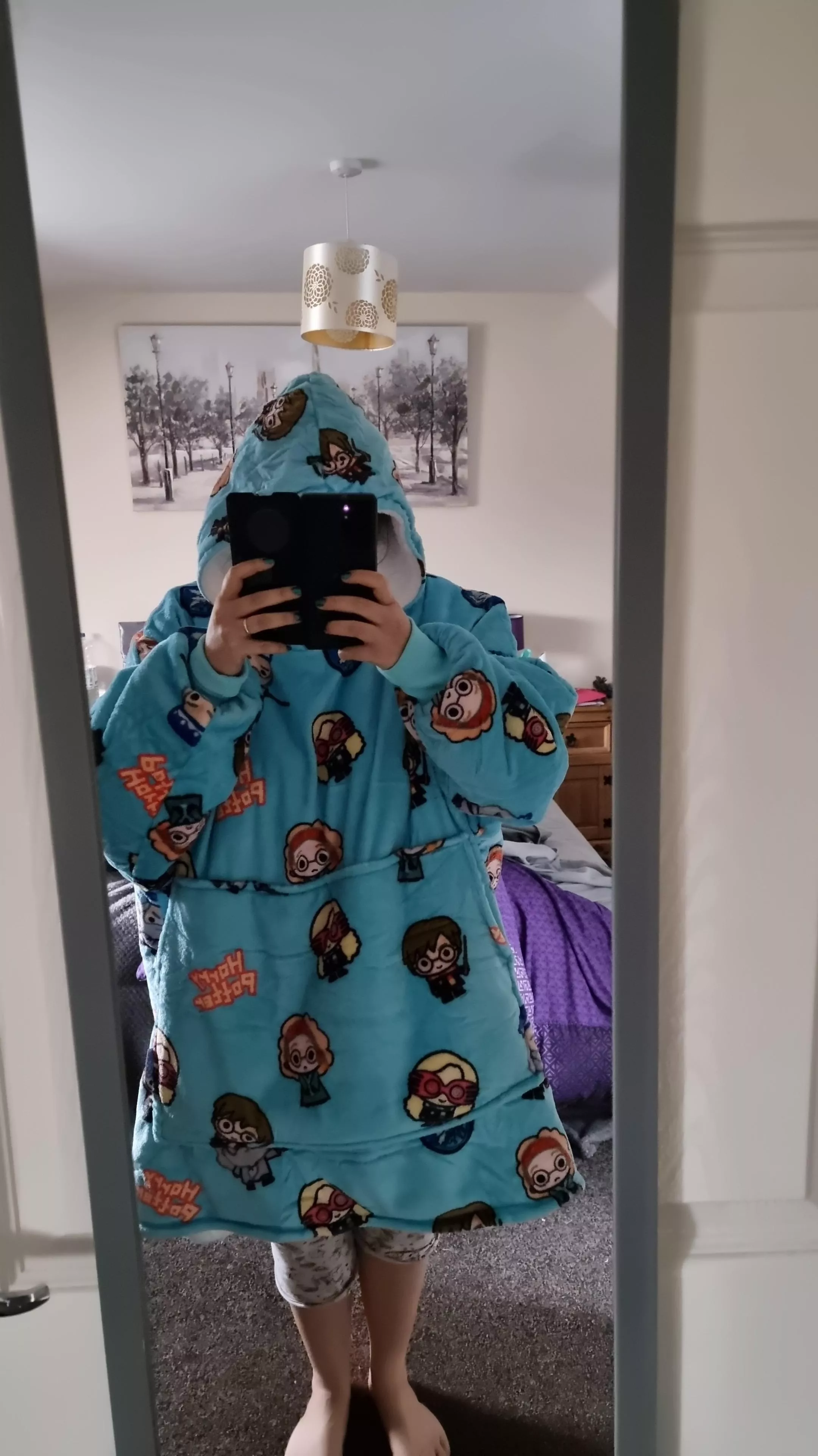 Its my birthday!!! Look what my amazing husband got me! Its warm and fuzzy and covers my whole body when i sit down AND it's harry potter!!!! posted by RecordUnlucky5724