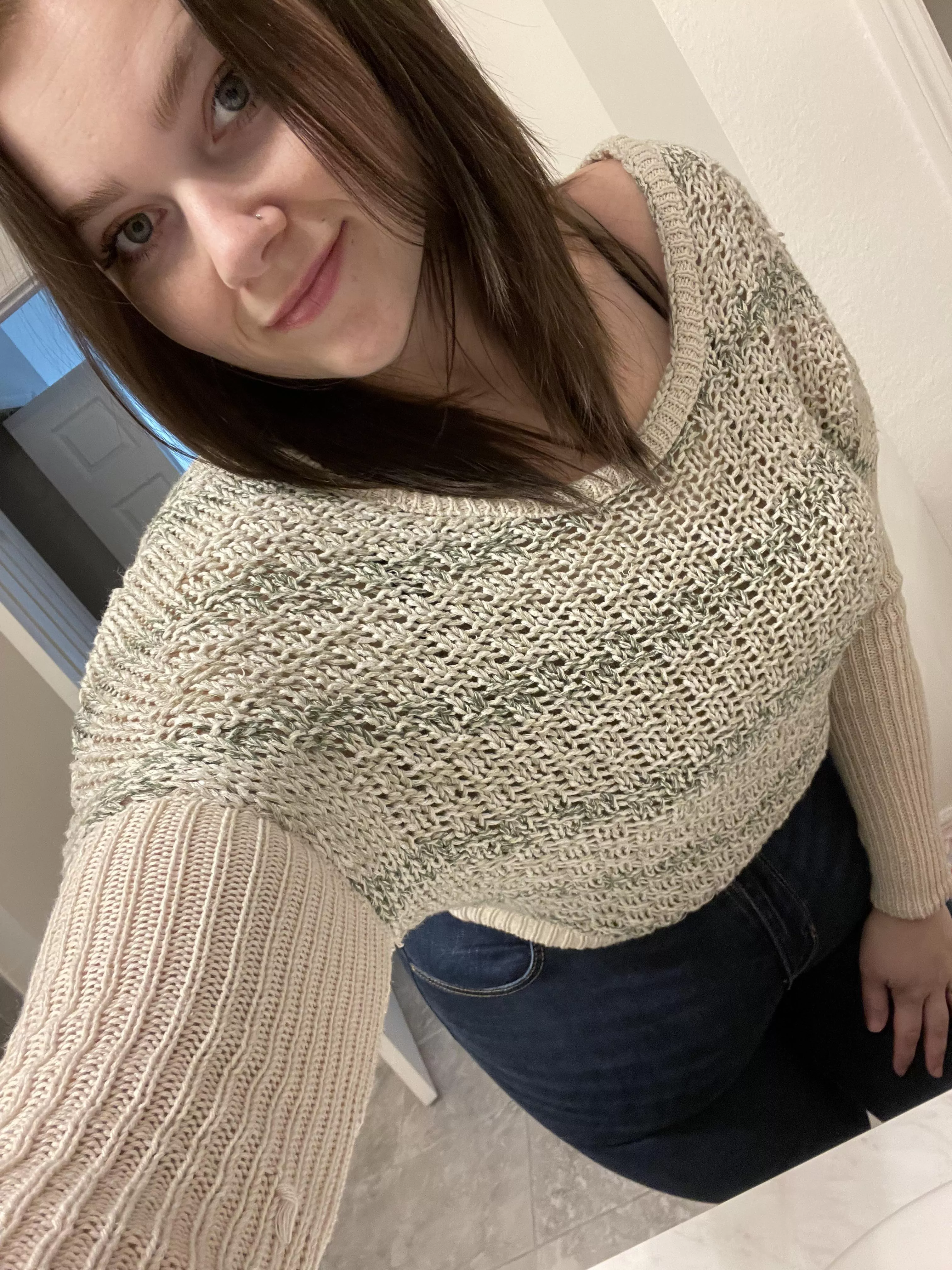 It’s too cold today 🥶 but at least I can wear a cute sweater 🥰😉 posted by bettygoesrawr