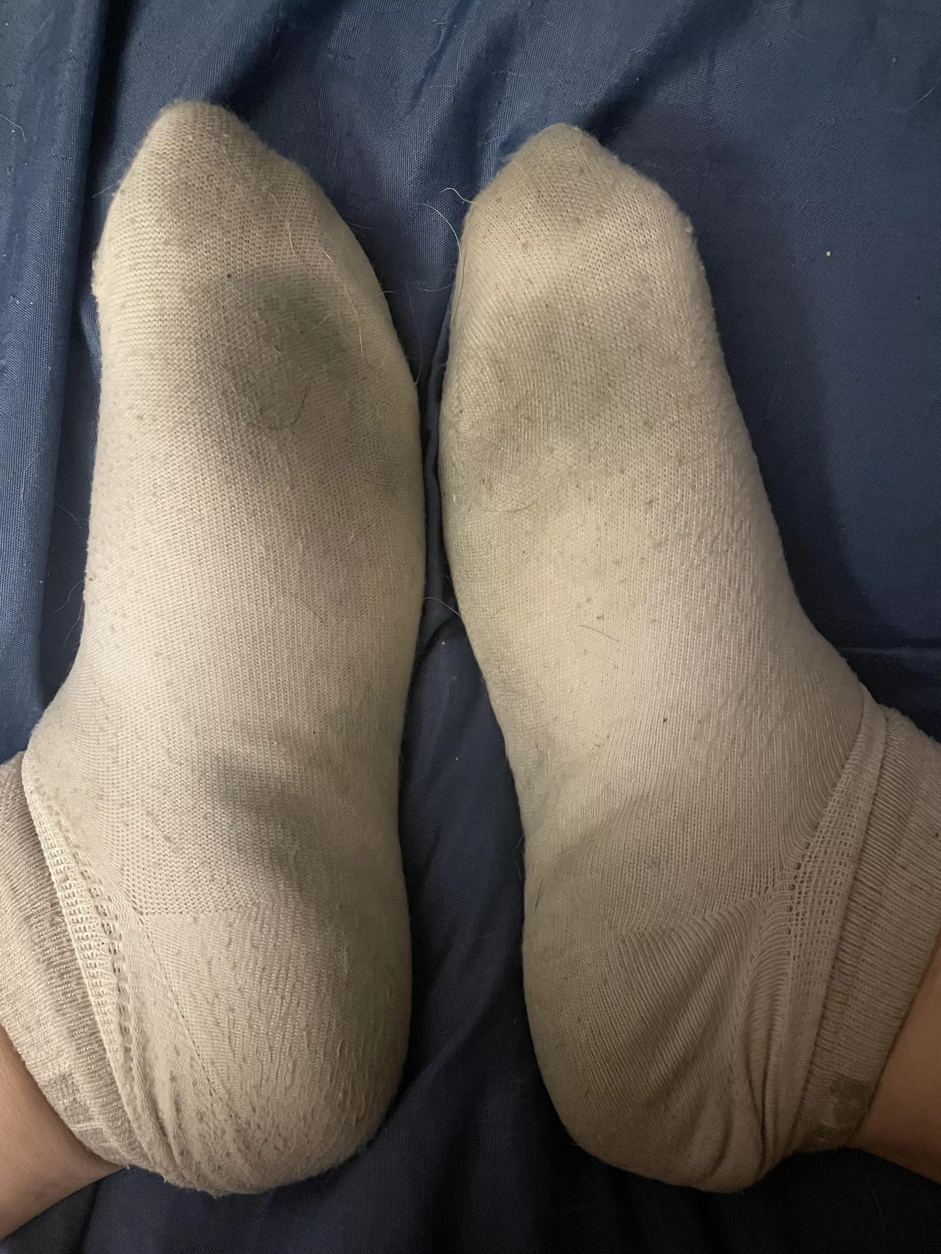 I’ve worn these thin originally white socks for a little over 1 week- week and 1/2 in my nursing shoes. My feet get so sweaty while I work and these socks are so gross. Don’t you want a sniff???? LMK if you’re interested! posted by Valkyrierae1