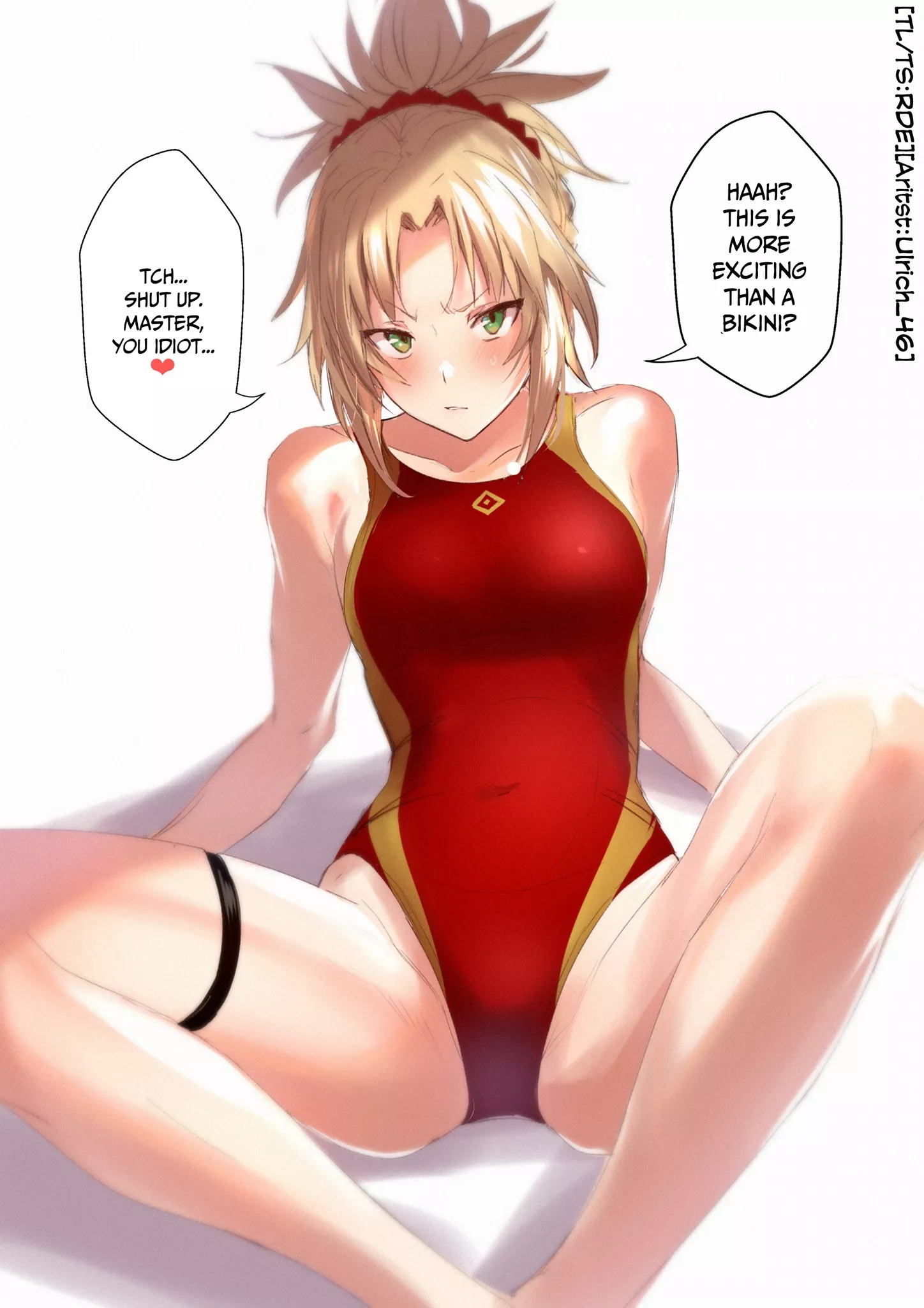 Jealous Mordred Wears A Swimsuit To Impress Their Master (Ulrich) [Fate] posted by sequence_string