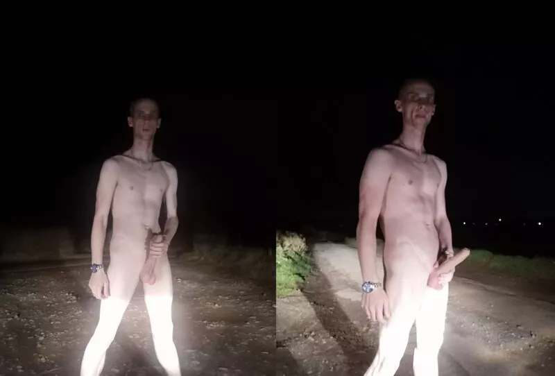 Jerking Naked in the Headlights on side road :P posted by AdamOutdoor