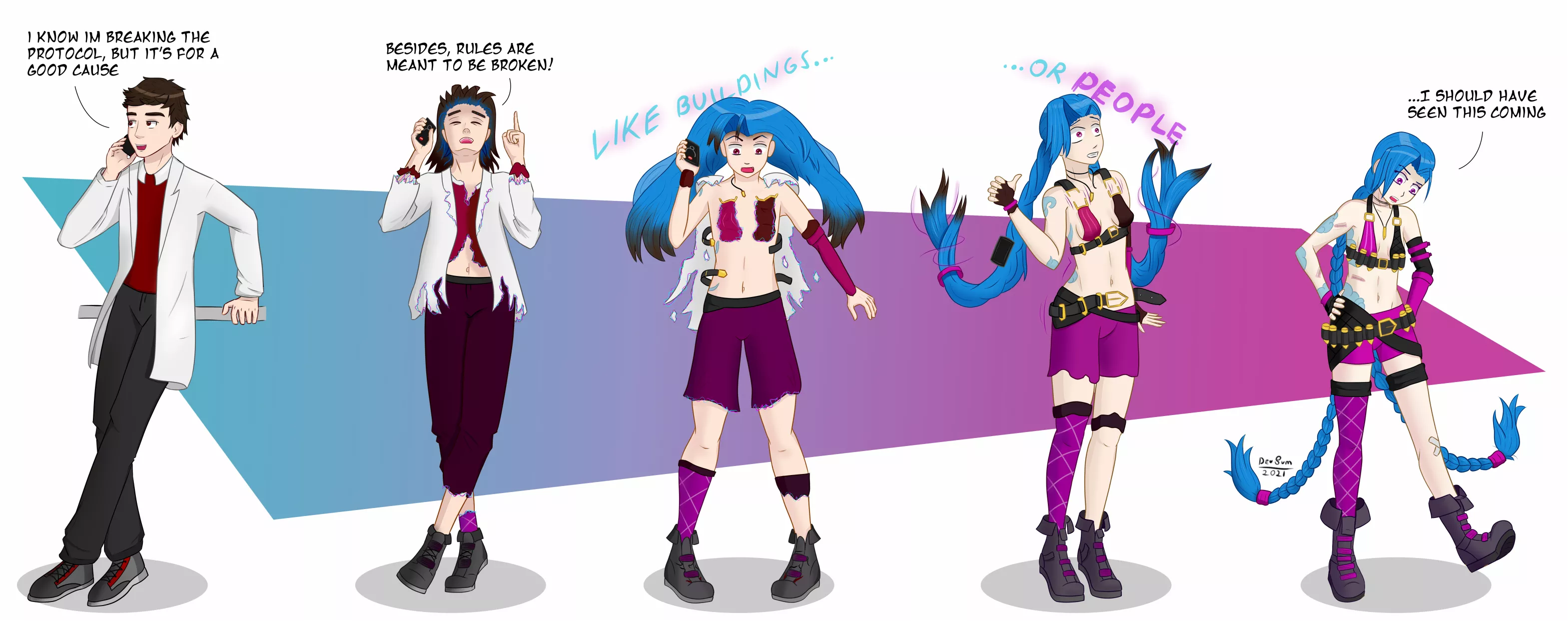 Jinx TG [MTF/TGTF; Twinning/Character TF][League of Legends] posted by DeviantSummoner