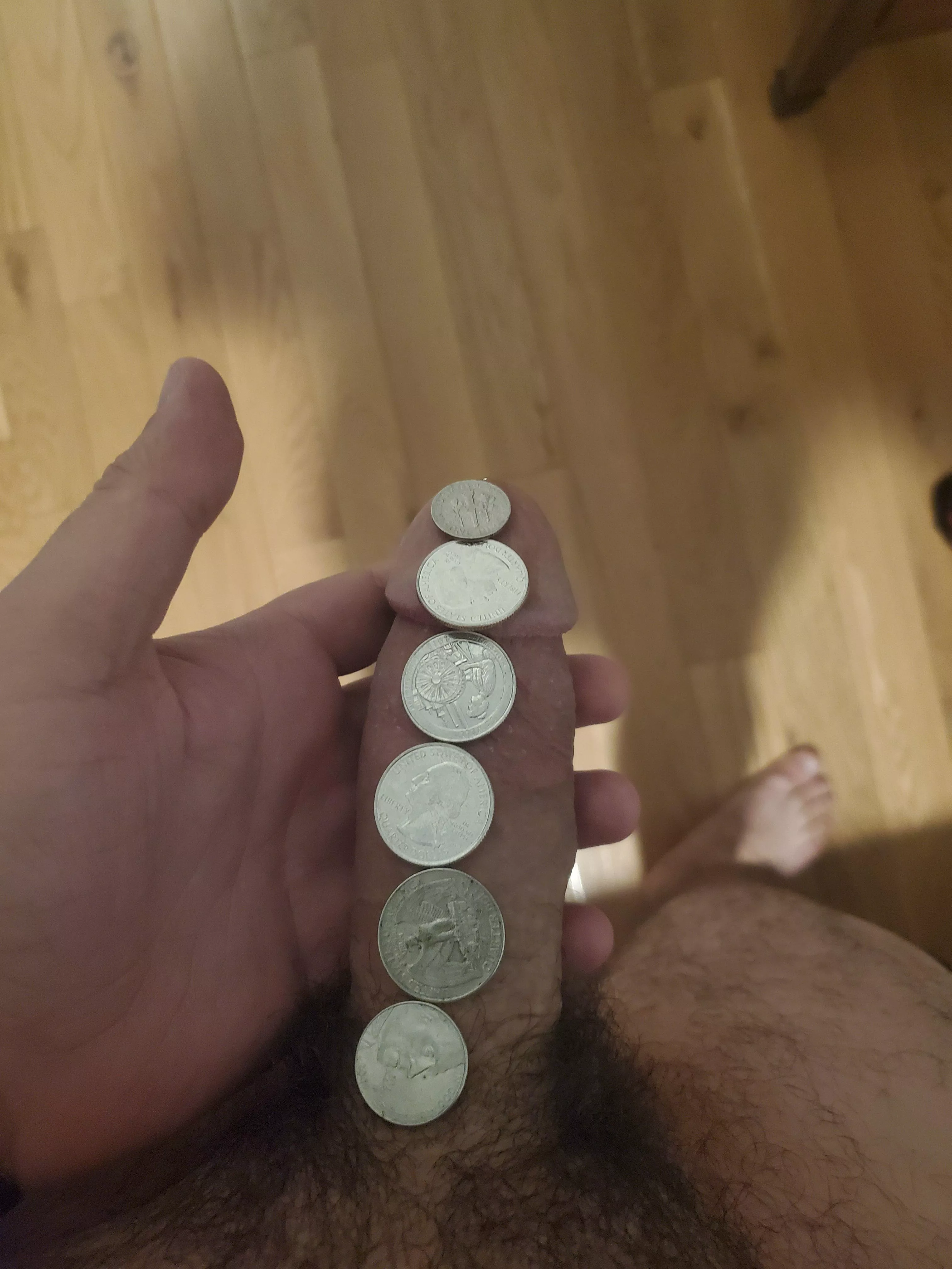 Just a few coins long. Pms open posted by takeapeakatthis69