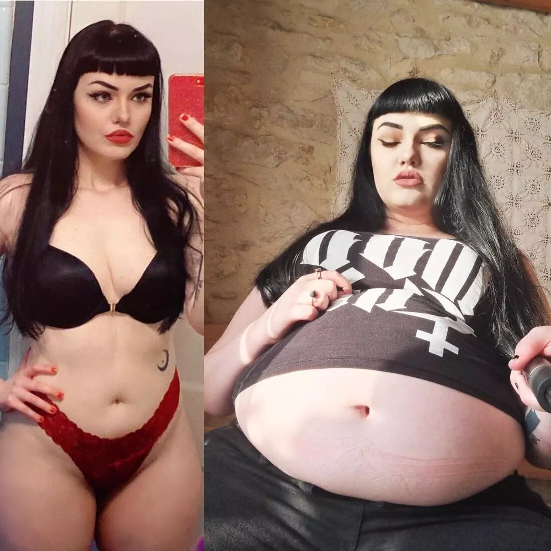 Just a little before and after from 1.5 yrs ago vs now. Do you think Iâ€™ve been overeating too much? ðŸ˜‹ posted by hmmwelp