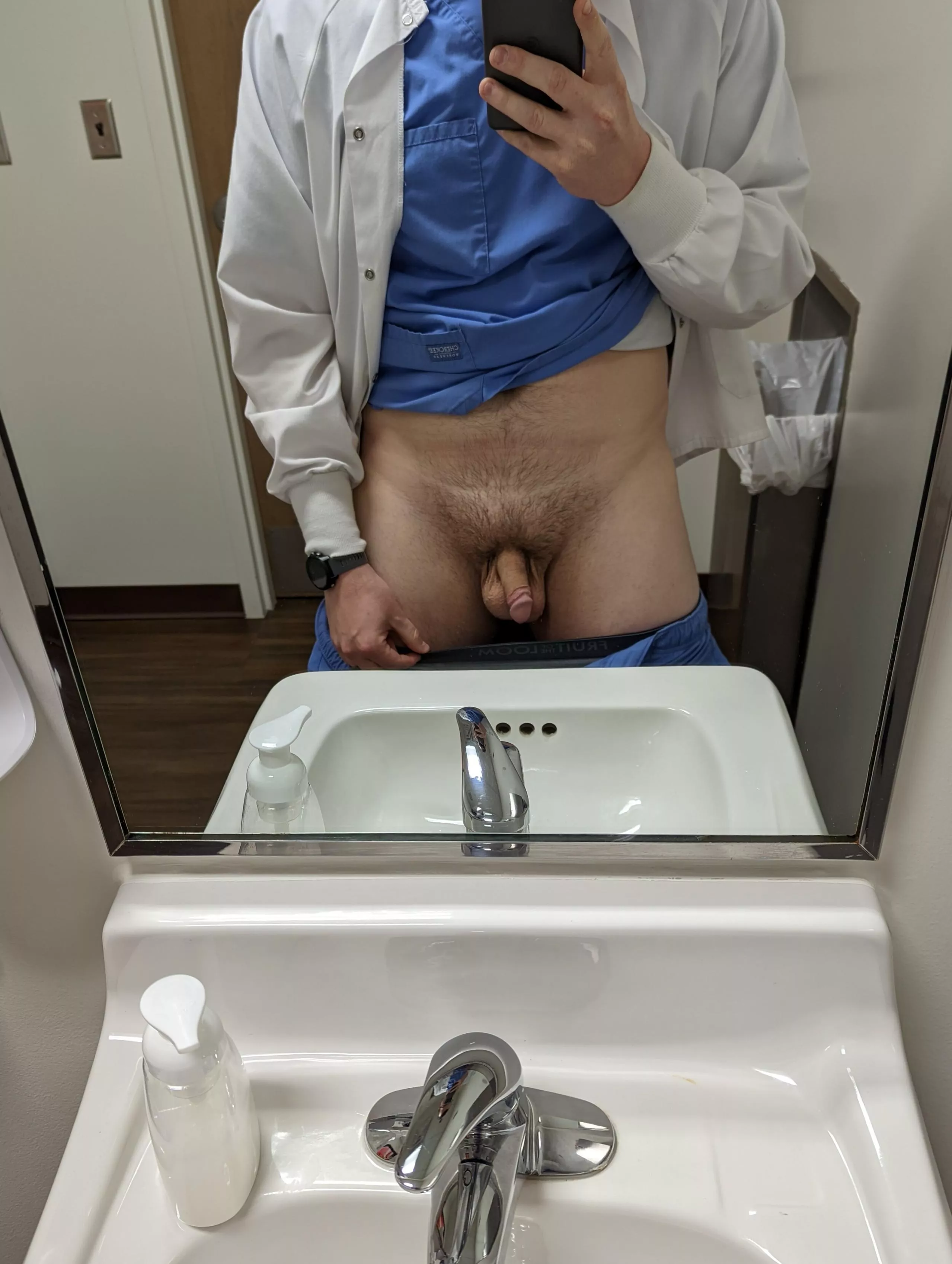 Just a smaller average guy (31) in scrubs with a lab coat today posted by n3rdydude_90