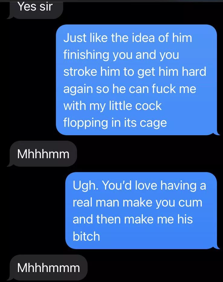 Just a text between my fiancé and I. I love when she starts dropping the mhmms. Means she’s really getting into it posted by Rodeviant