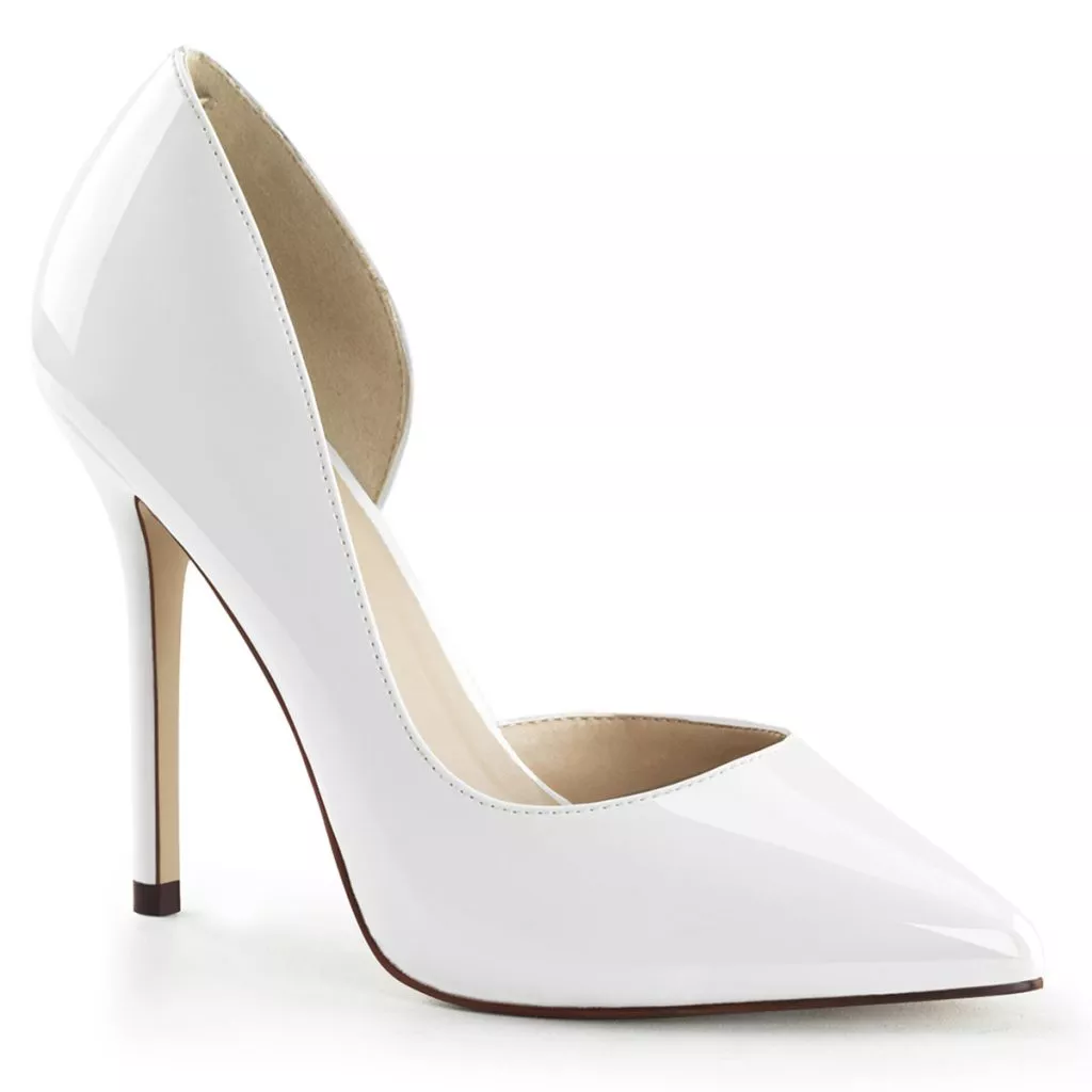 Just bought these Pleaser USA Amuse 22.5″ Heel White Hidden Platform D’Orsay Pump. Don't know what all that means but excited to recieve them!! ☺️🥳 posted by latexcaity