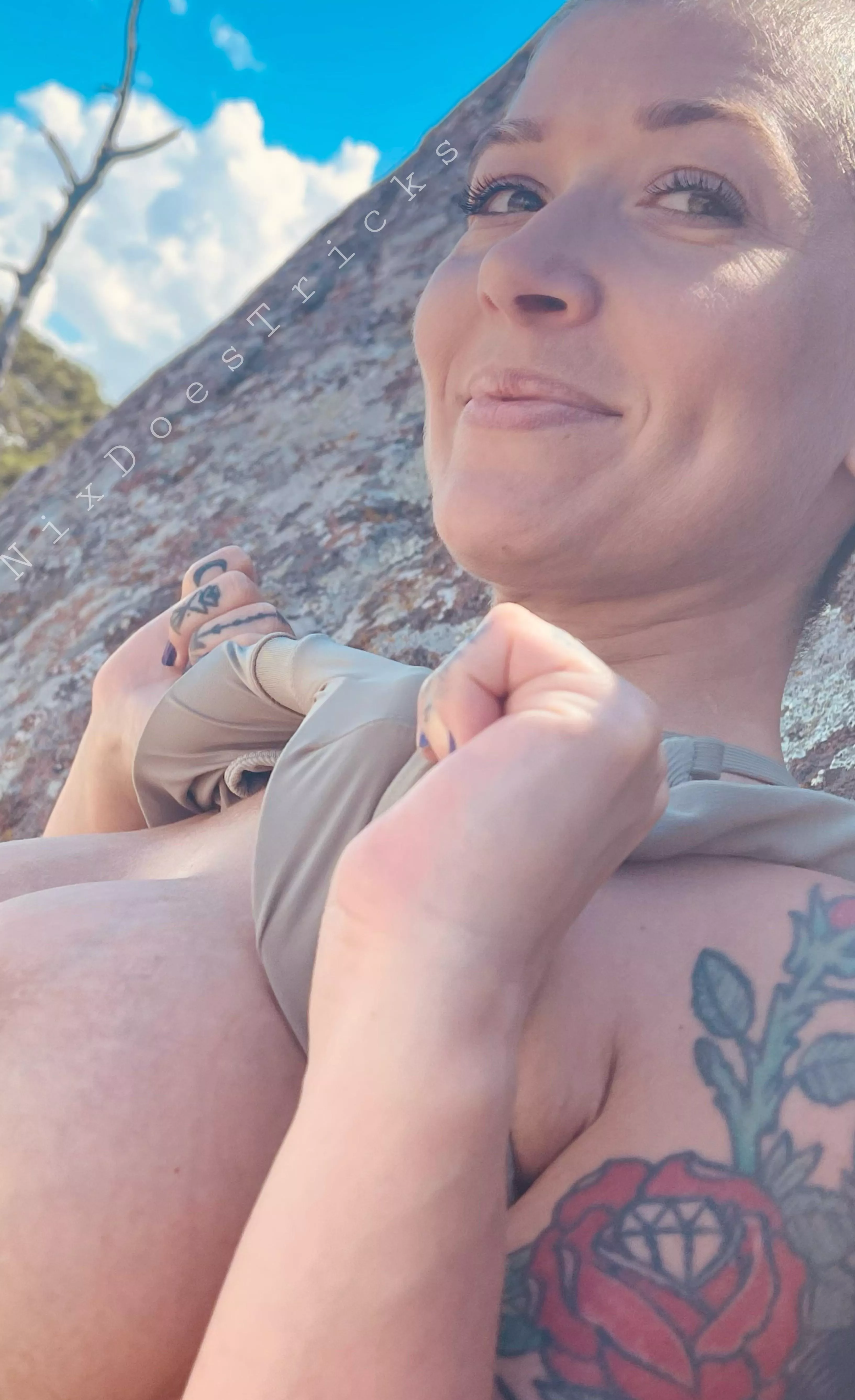 Just enjoying the breeze on my boobs! posted by Bishopskeeper