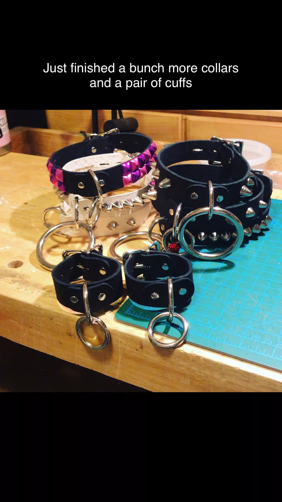 Just finished making a bunch more collars! I’m so proud! posted by blern8792