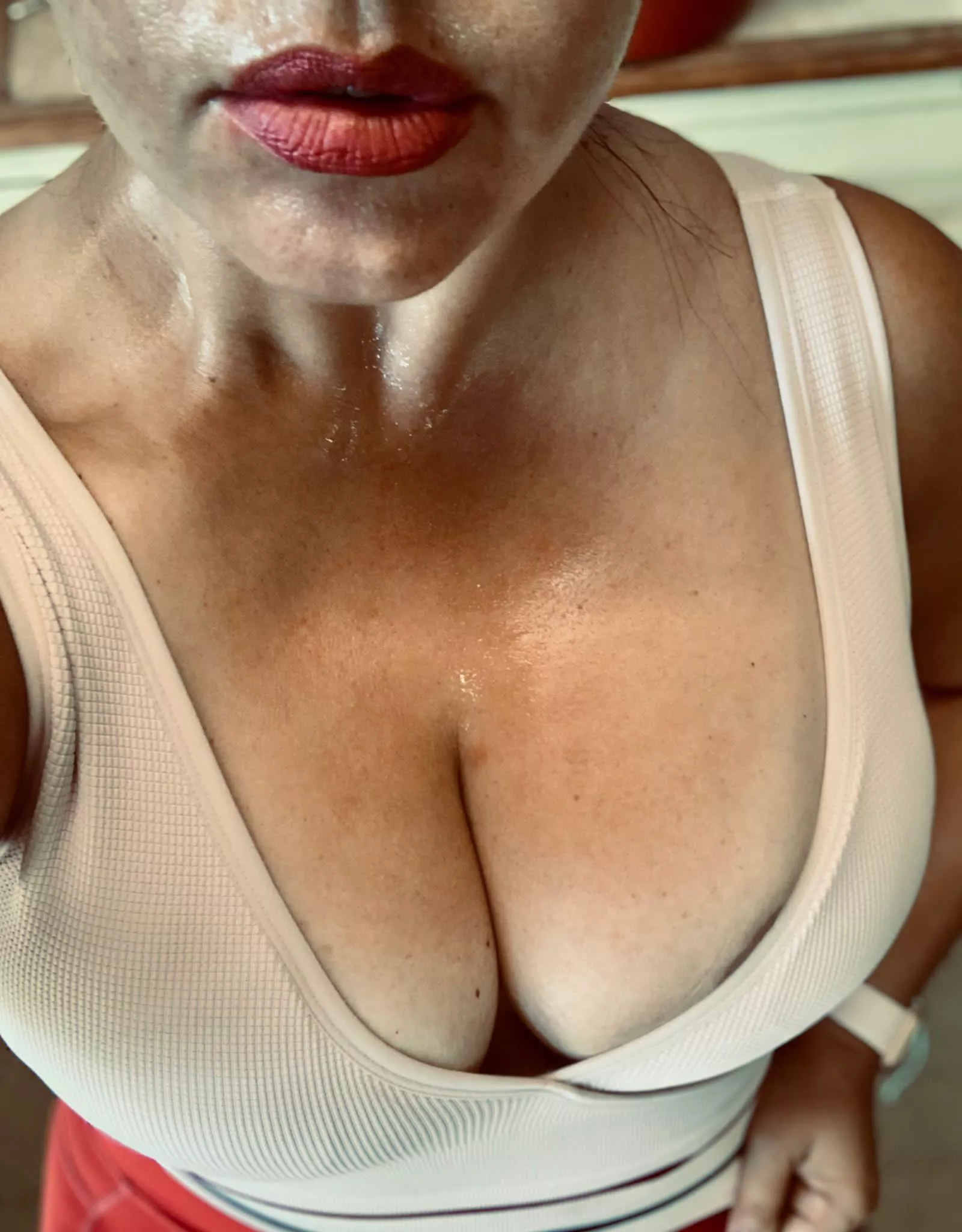 Just some post-workout cleavage for you! 😘💋 posted by hotlipsandtits