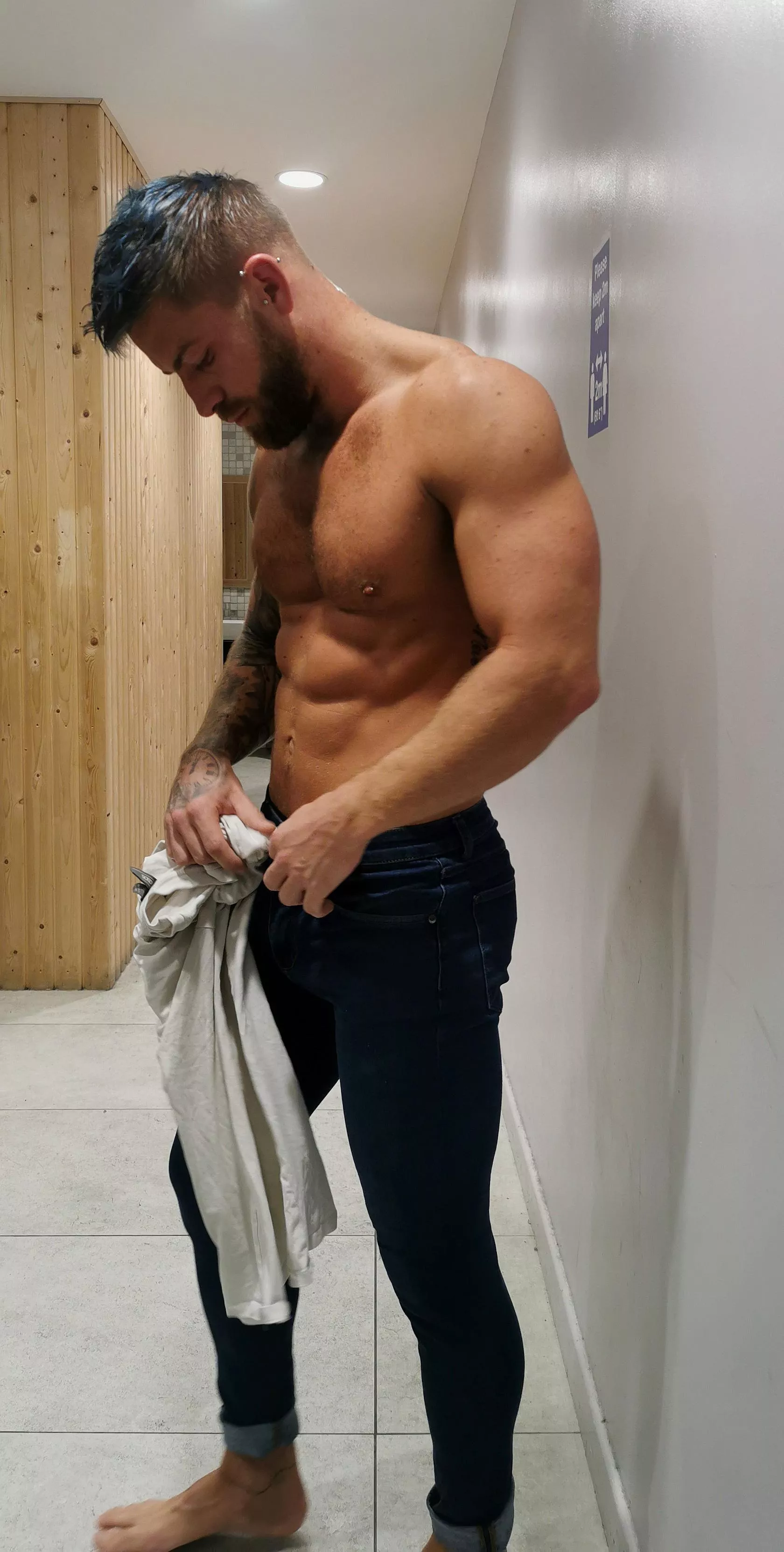 Just standing here, waiting for you to unzip my jeans and choke on my dick... posted by Lewis_likes_fitness