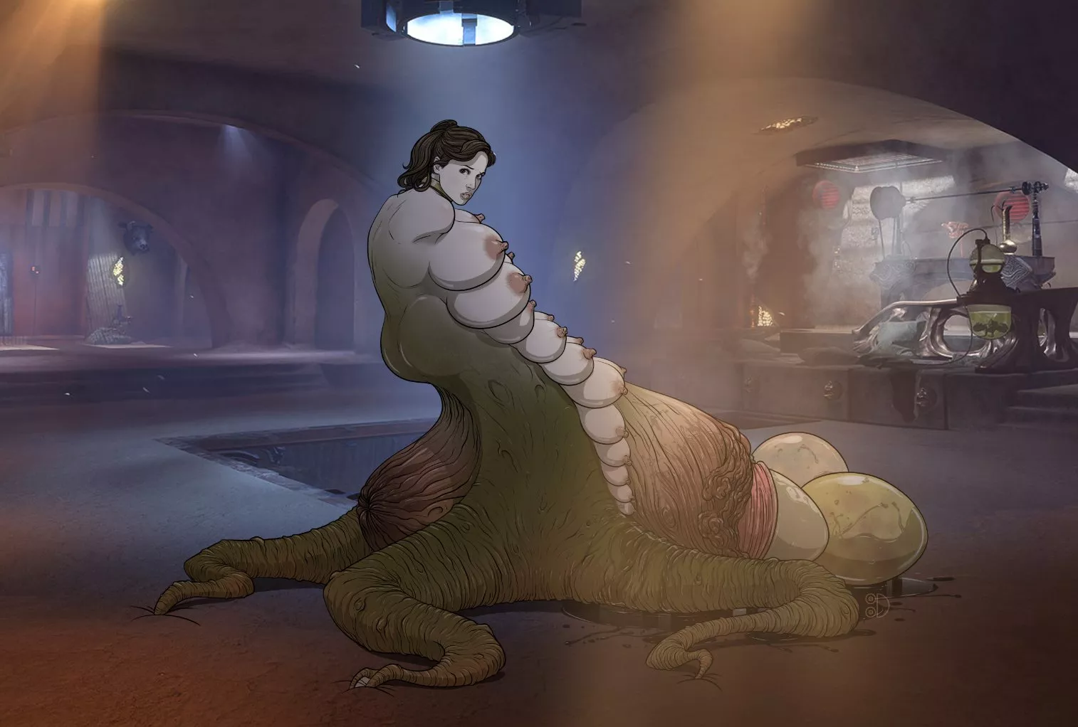 Jyn Erso joins the Hutt breeding harem [F -> alien] (Tittydispenser) posted by titty_dispenser