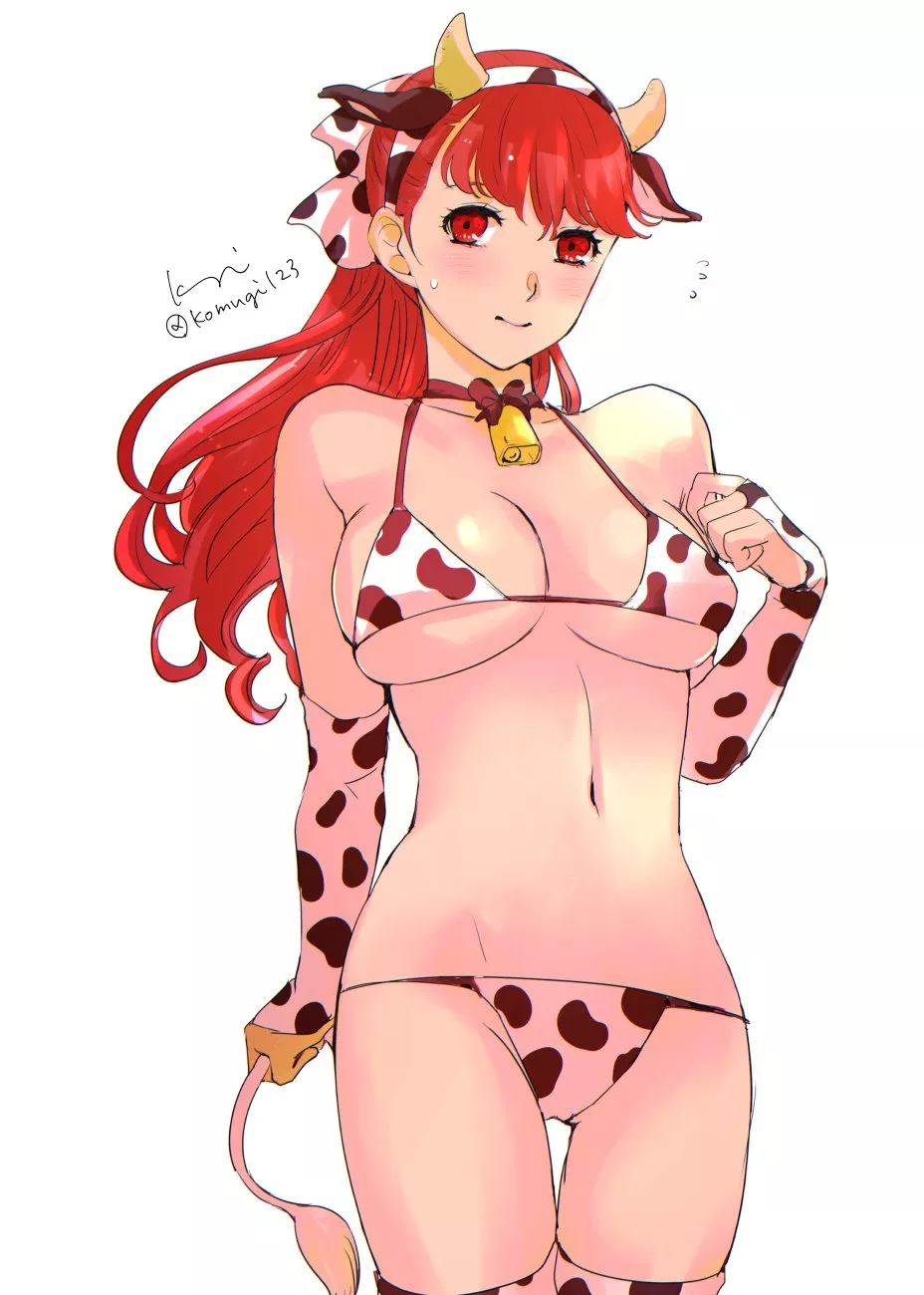 Kasumi isn't sure about the cow bikini (Persona) posted by Terran117