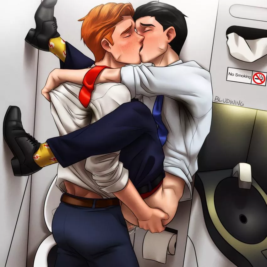 Kid Flash and Robin have fun in the airplane restroom (Bludwing) posted by Bikinigirl2021