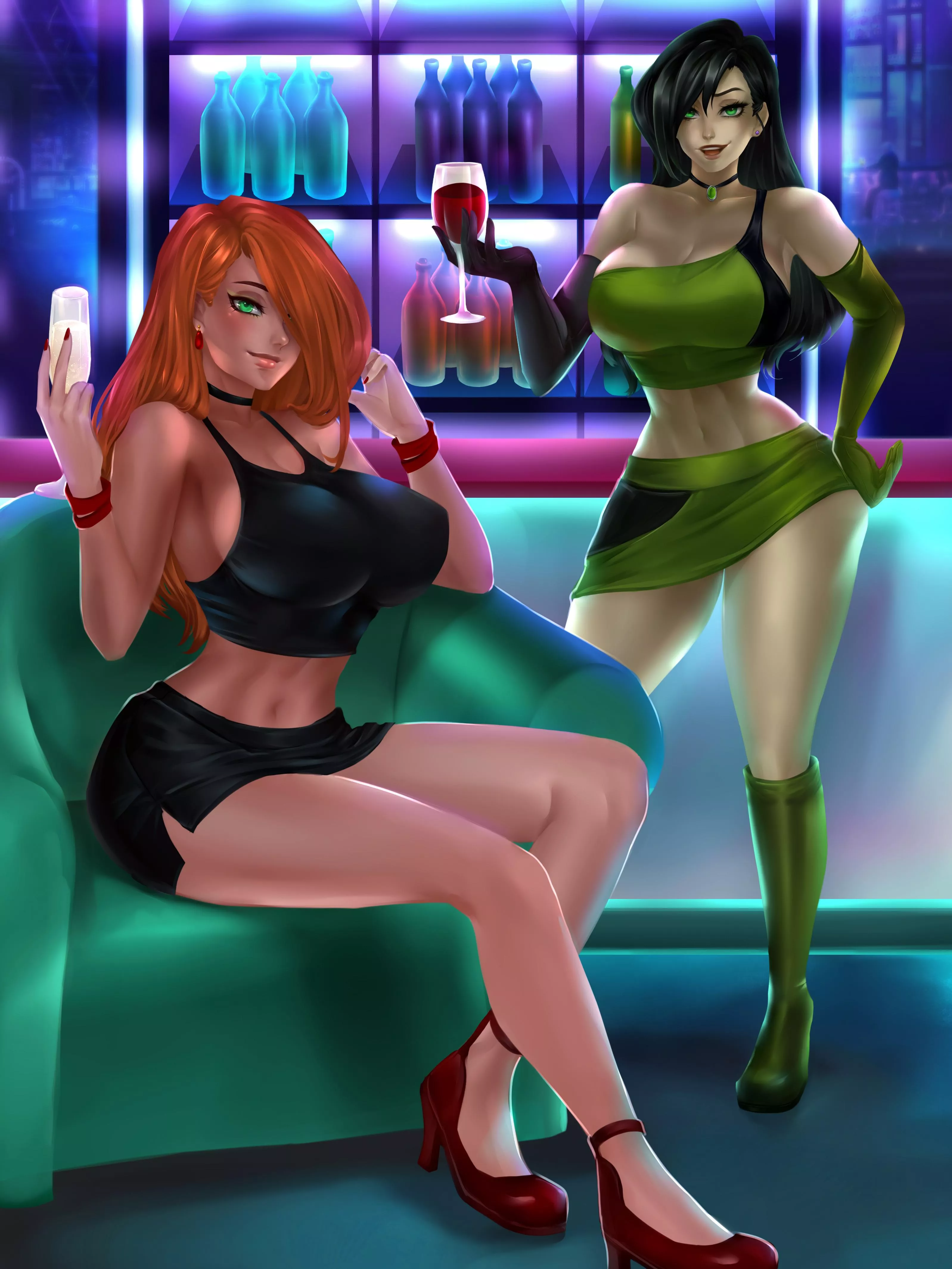 Kim & Shego at the bar (AniCrys) posted by definitelynotaiko