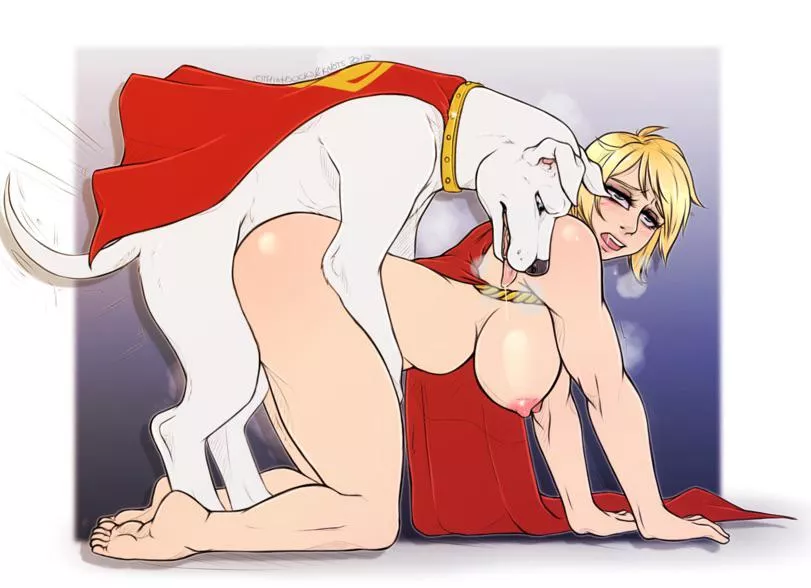 Krypto having some fun with Power Girl (ThighsocksAndKnots) posted by Just4Friends69