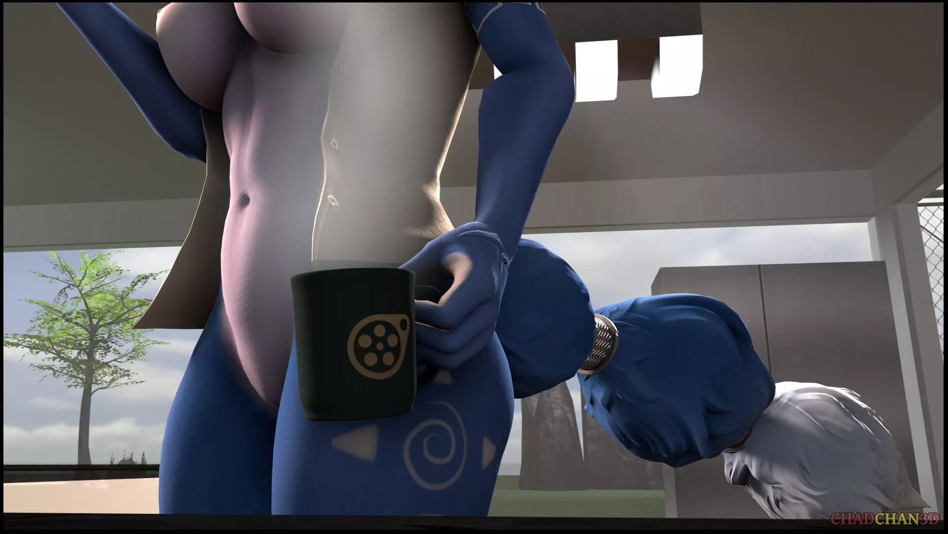 Krystal grabs her morning cup of joe (ChadChan3D) [Star Fox] posted by ChadChan3D