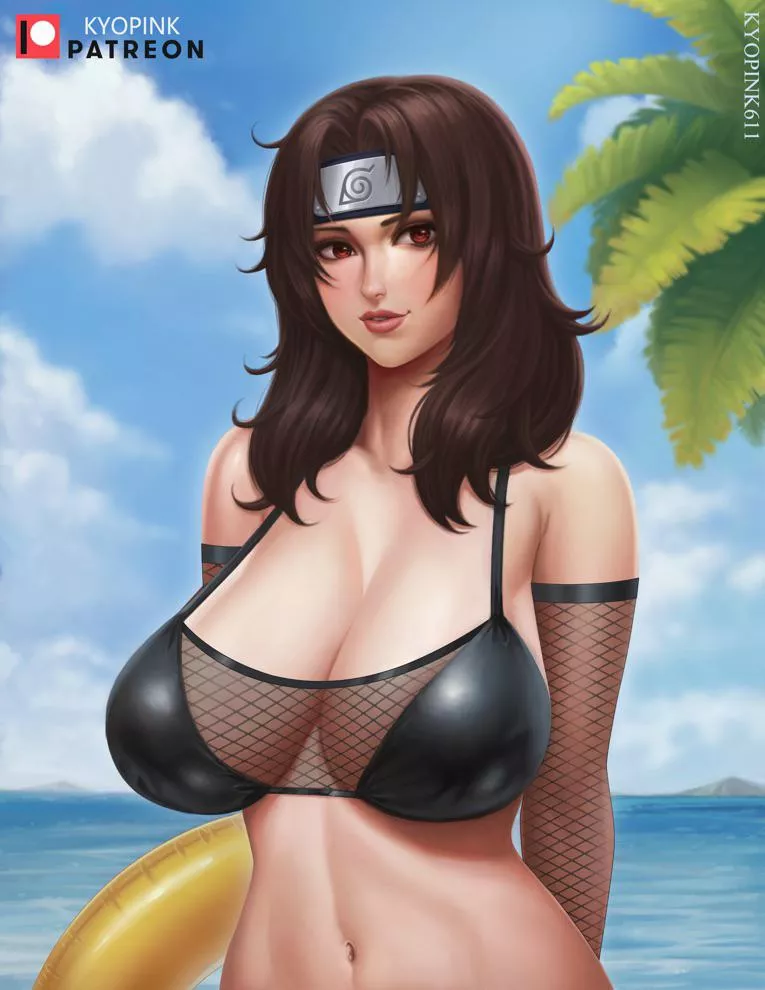 Kurenai trying her new swimsuit on the beach posted by Rahdx