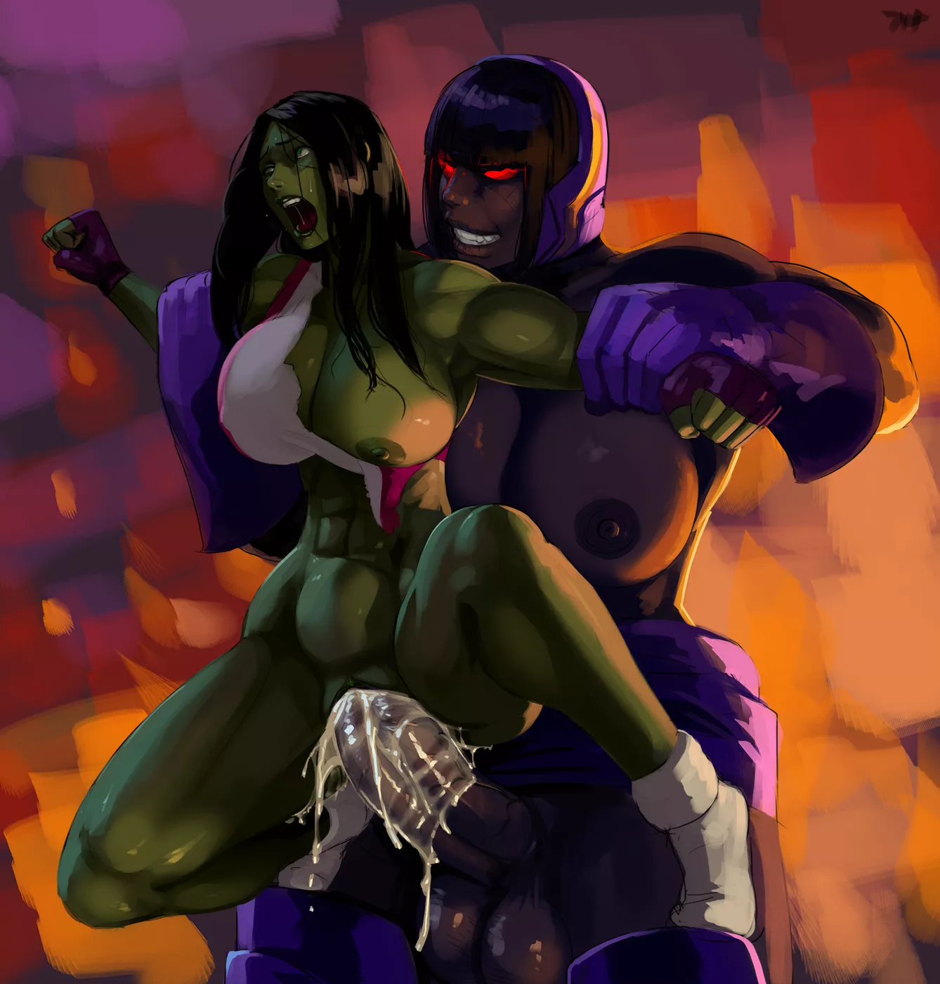 Lady Darkseid brings the apokolips to She-Hulk's pussy lips (aka6) [DC, Marvel] posted by Flappabill