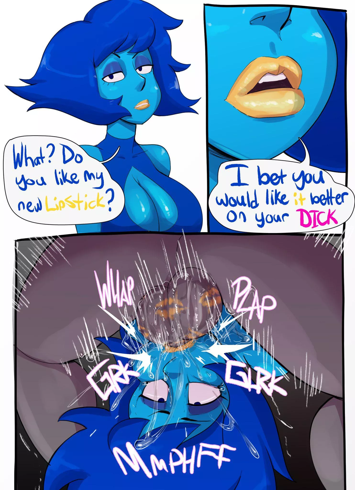 Lapis tries a new shade of lipstick (art by Guillion) posted by renegade_zibit