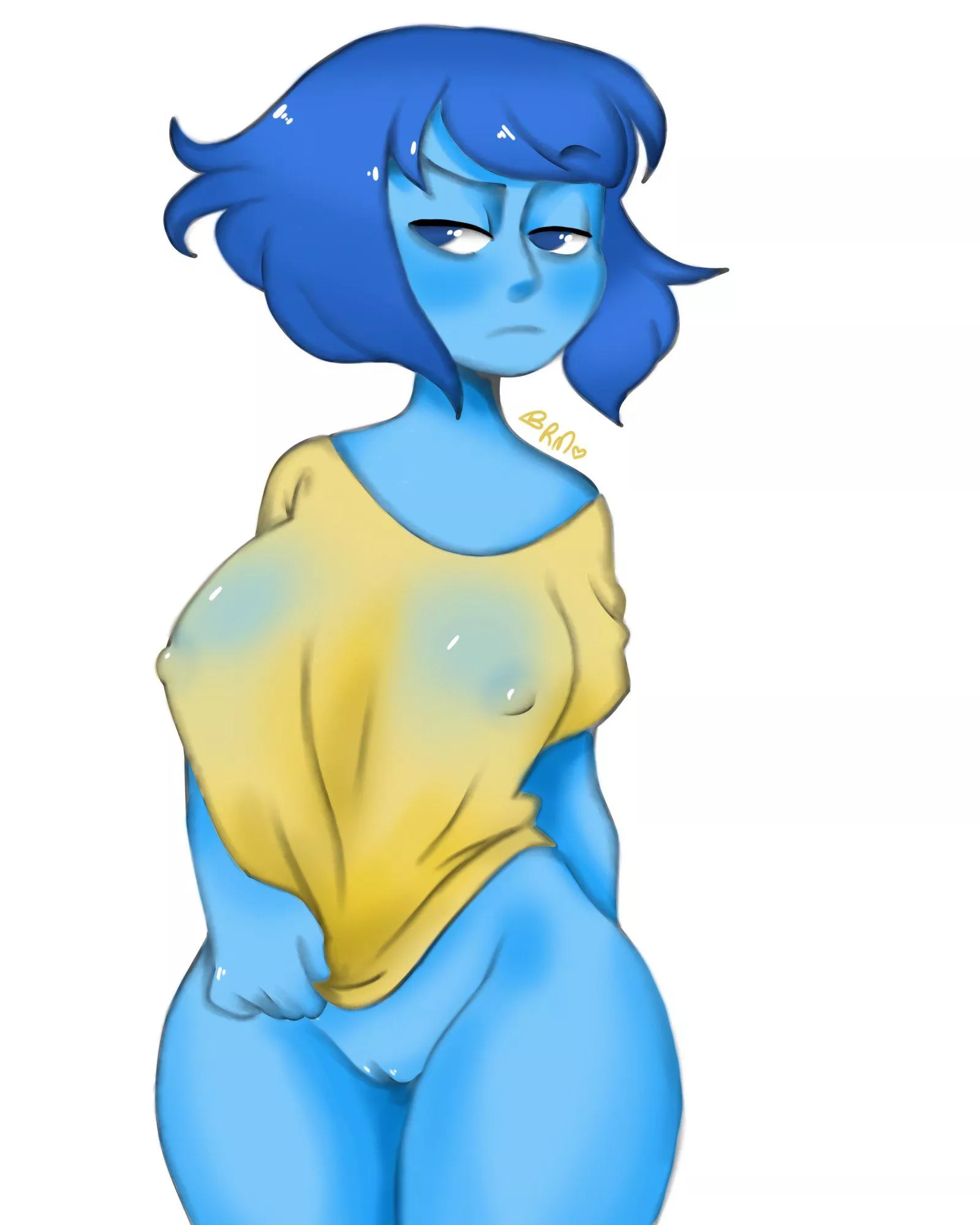 Lapis, wearing nothing except a slightly wet shirt (art by ScamanderBianca) posted by renegade_zibit