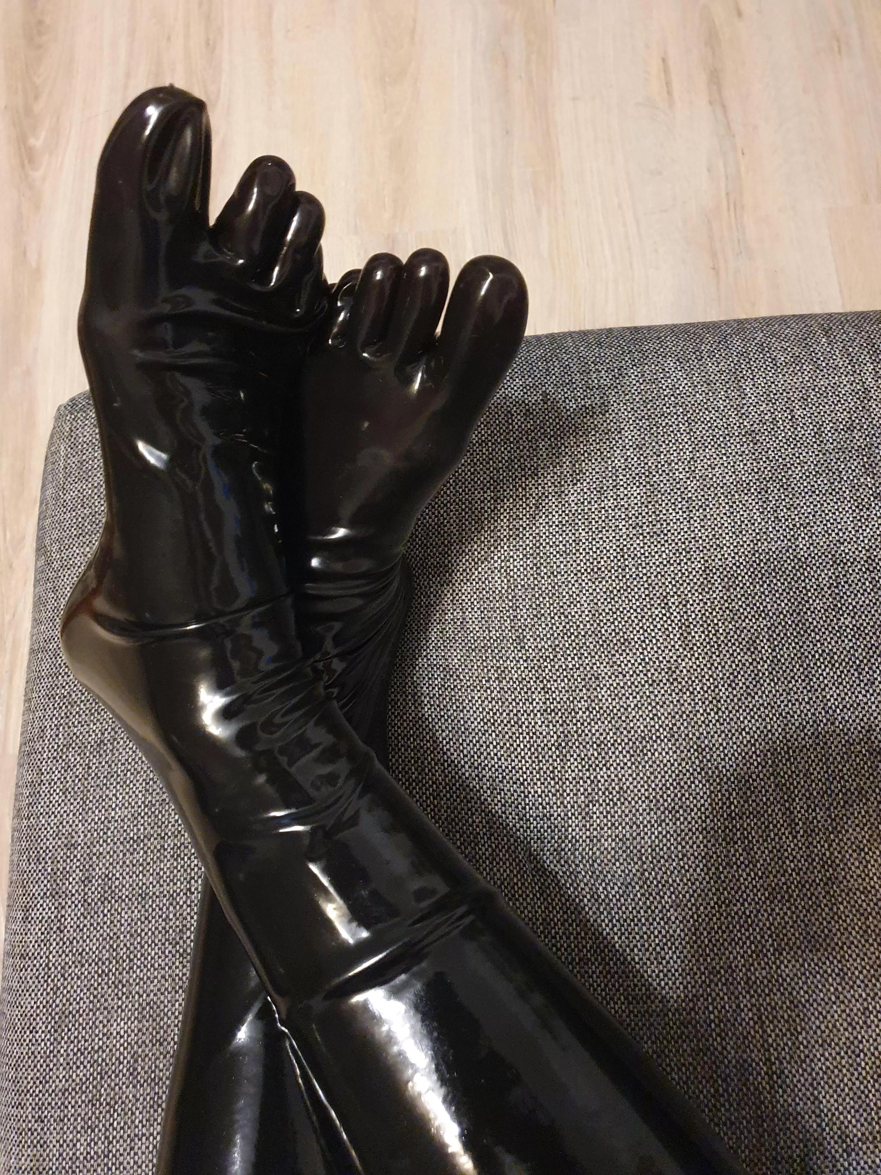 Latex socks and catsuit in the evening posted by rubberswitch