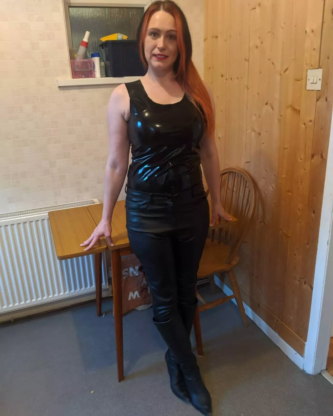 Latex top and fake leather pants | Find more of her here: https://www.instagram.com/latexnikki/ posted by BobRoss235