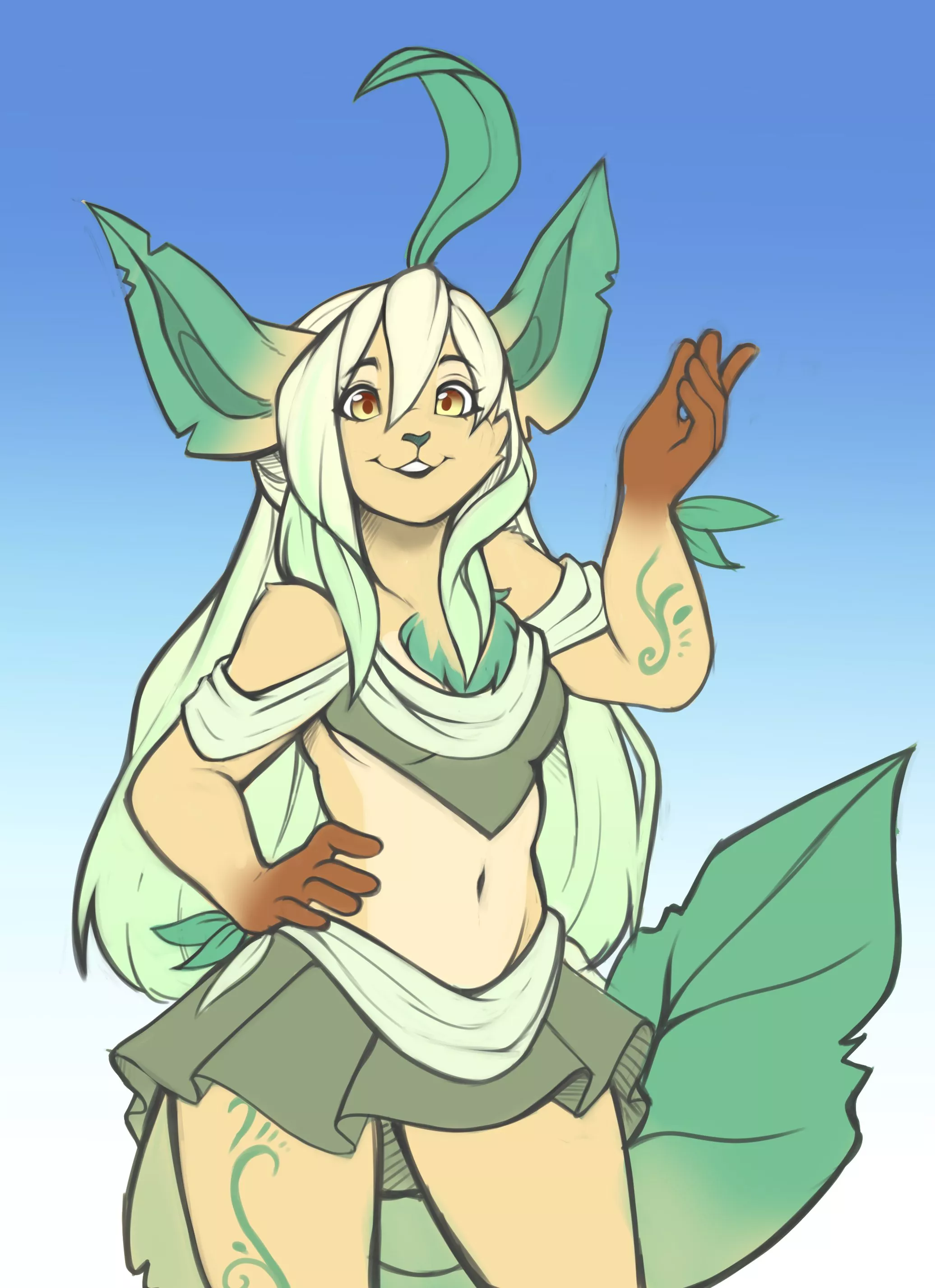 Leafeon for dragoncatqueen7 (Art by @Morning_Mocha) posted by morning_mocha