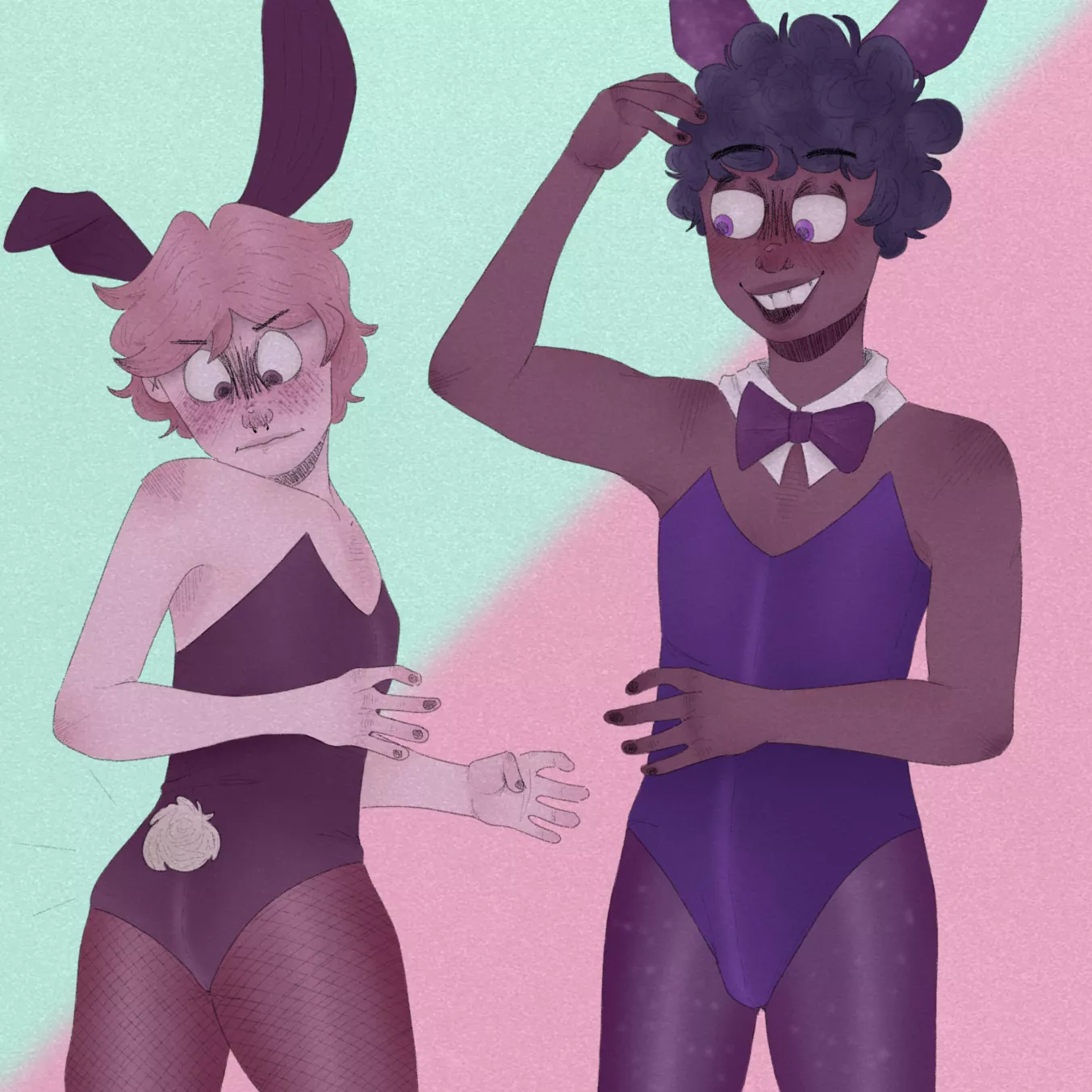 (left to right) my OCs Chris and Stephen as bunnies posted by Shystraab