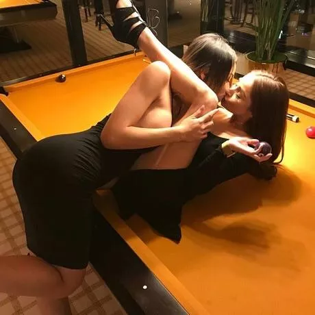 Lesbians kissing on a pool table posted by Fun-Size-3560