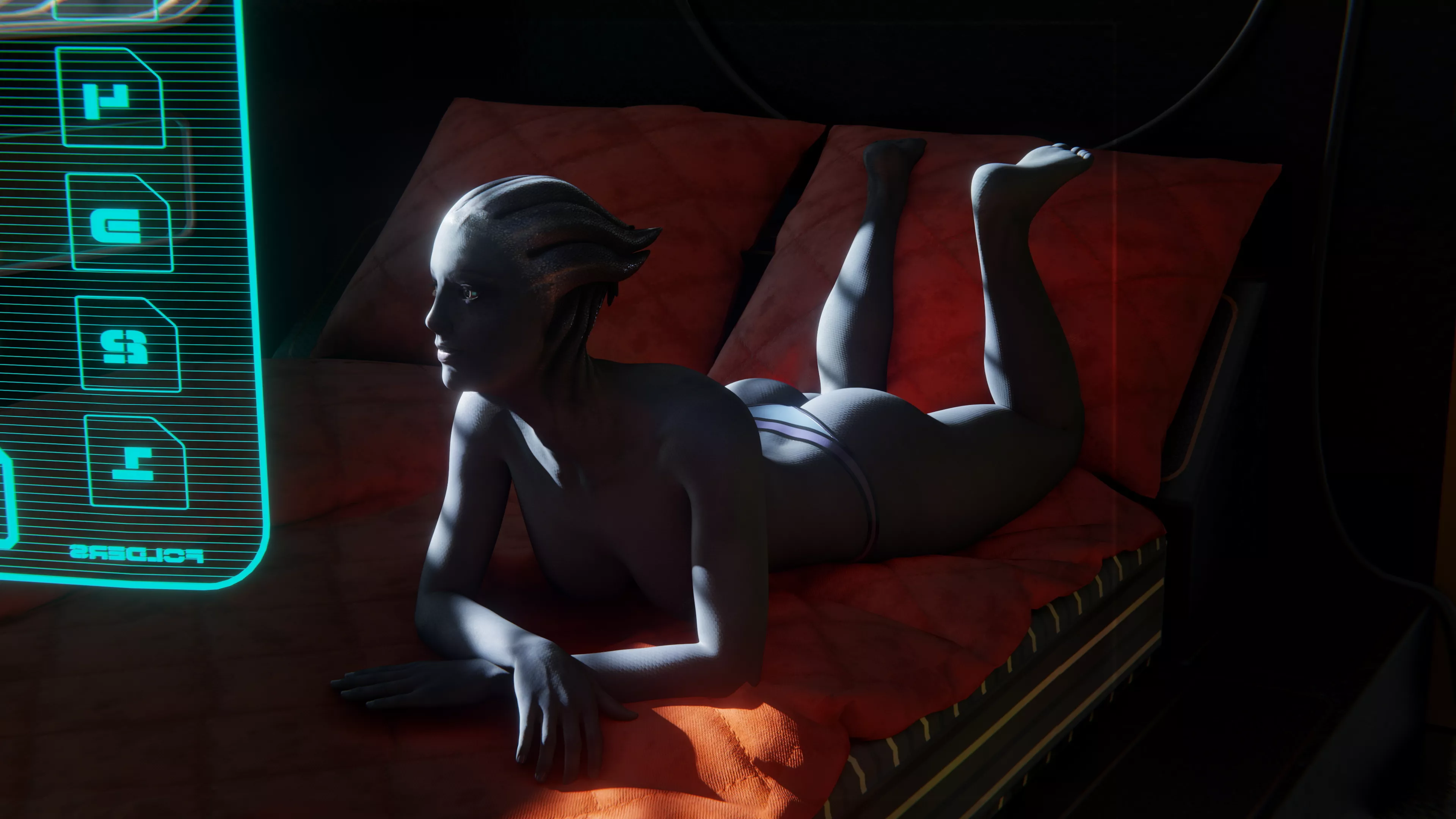 Liara relaxing with some data (melindaa3dx) posted by shallowtupperware