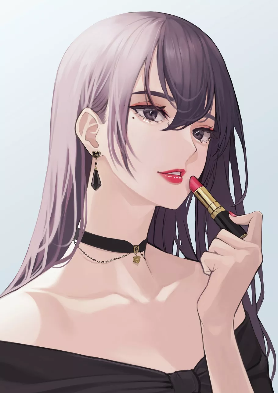 Lipstick and Choker (@takoneru3) posted by A_Manatee