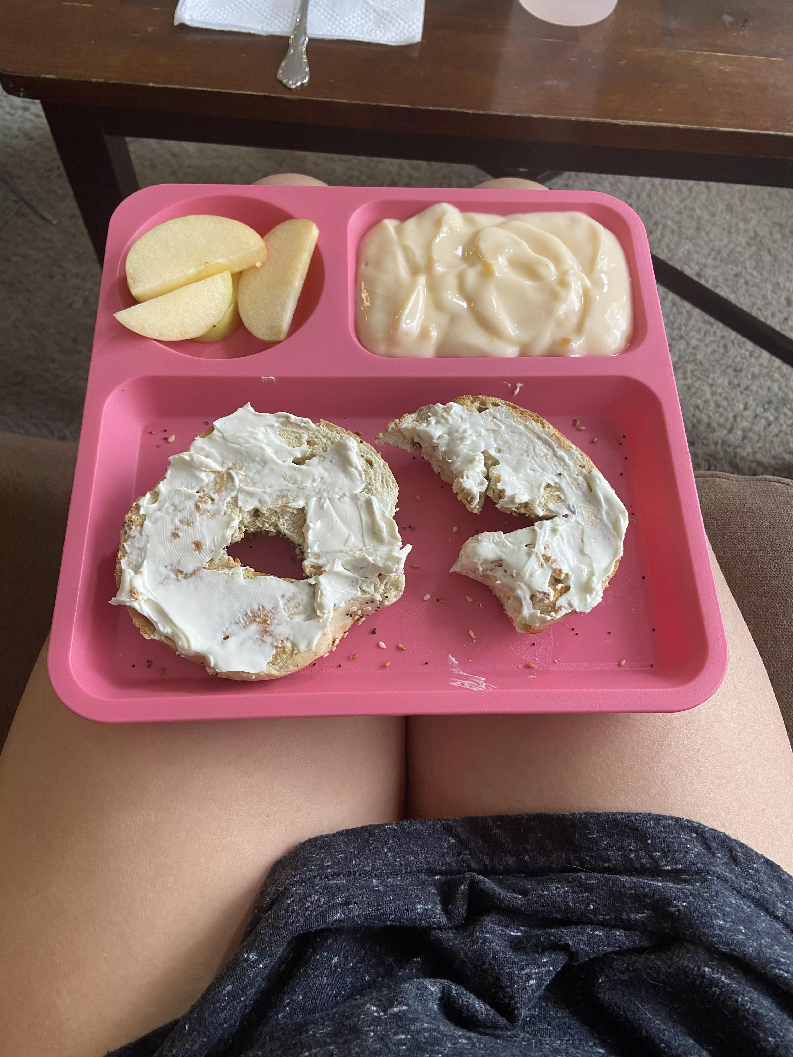 Little breakfast and thighs💗 I love to wear daddy’s shirt! posted by StrawbabyKitten