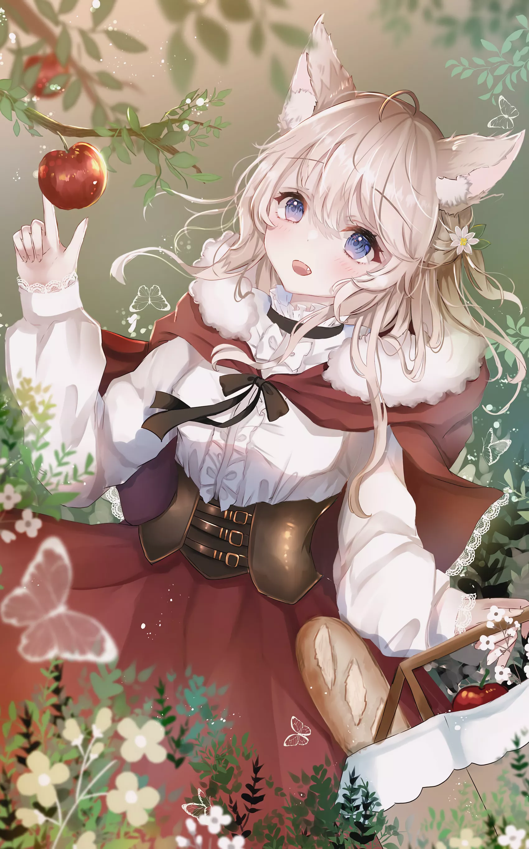 Little red riding hood with fruits and bread (sakura mochiko) [Original] posted by elegantloveglimmer